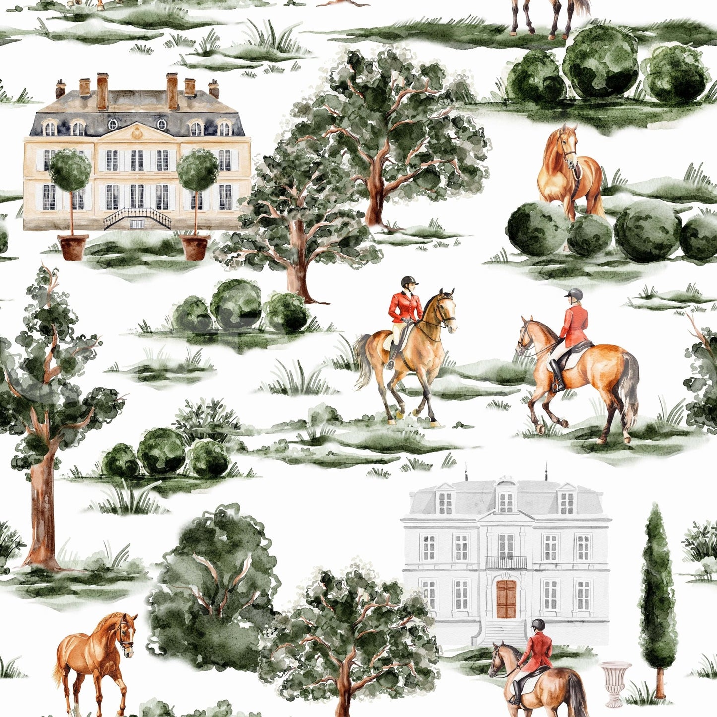 European manor Equestrian Estate house wall covering.