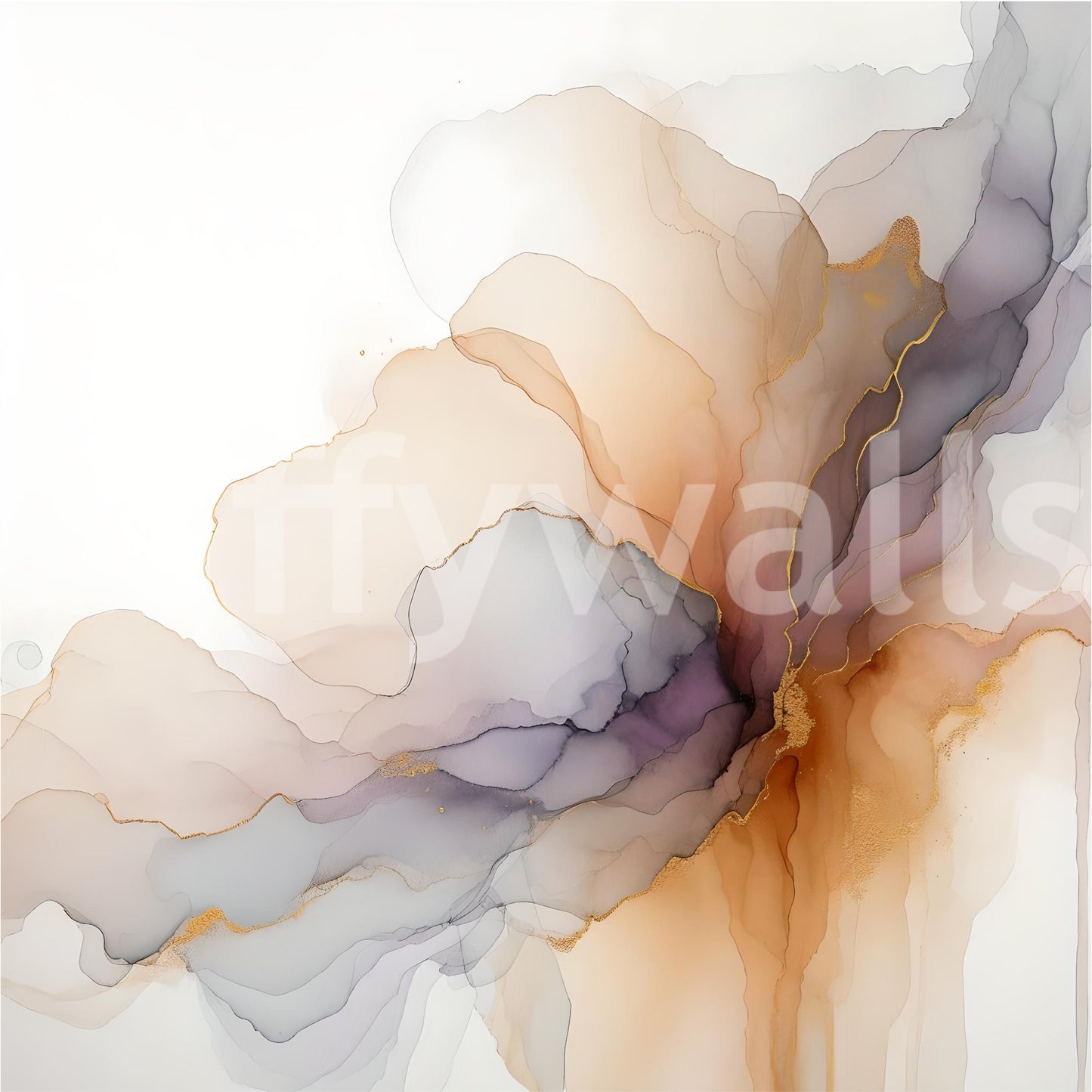 Detailed view of wispy smoke trails in an Ethereal Smoke Hues Wall Mural.