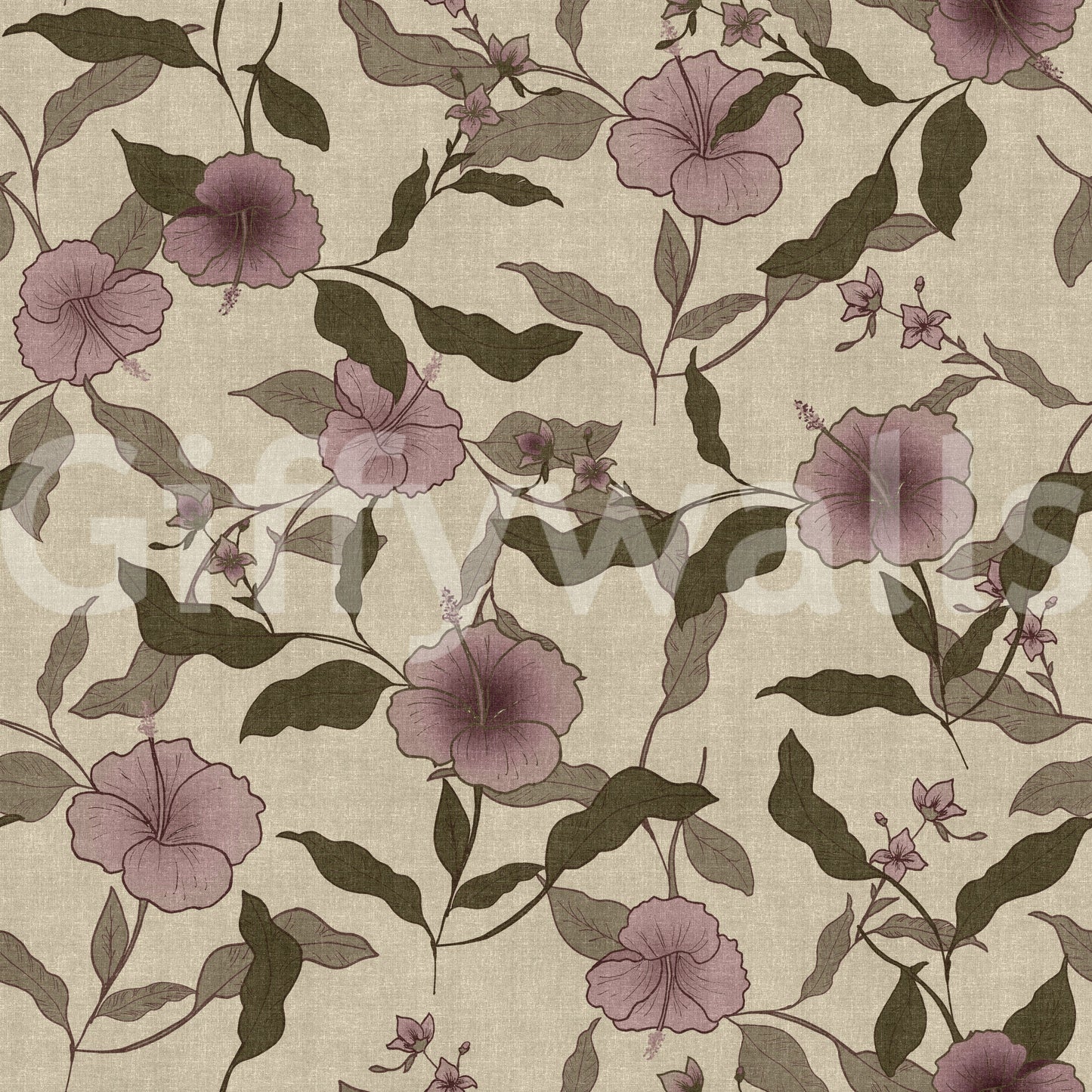 Vintage style flower pattern Faded Tropical Floral Vintage surface wallpaper.