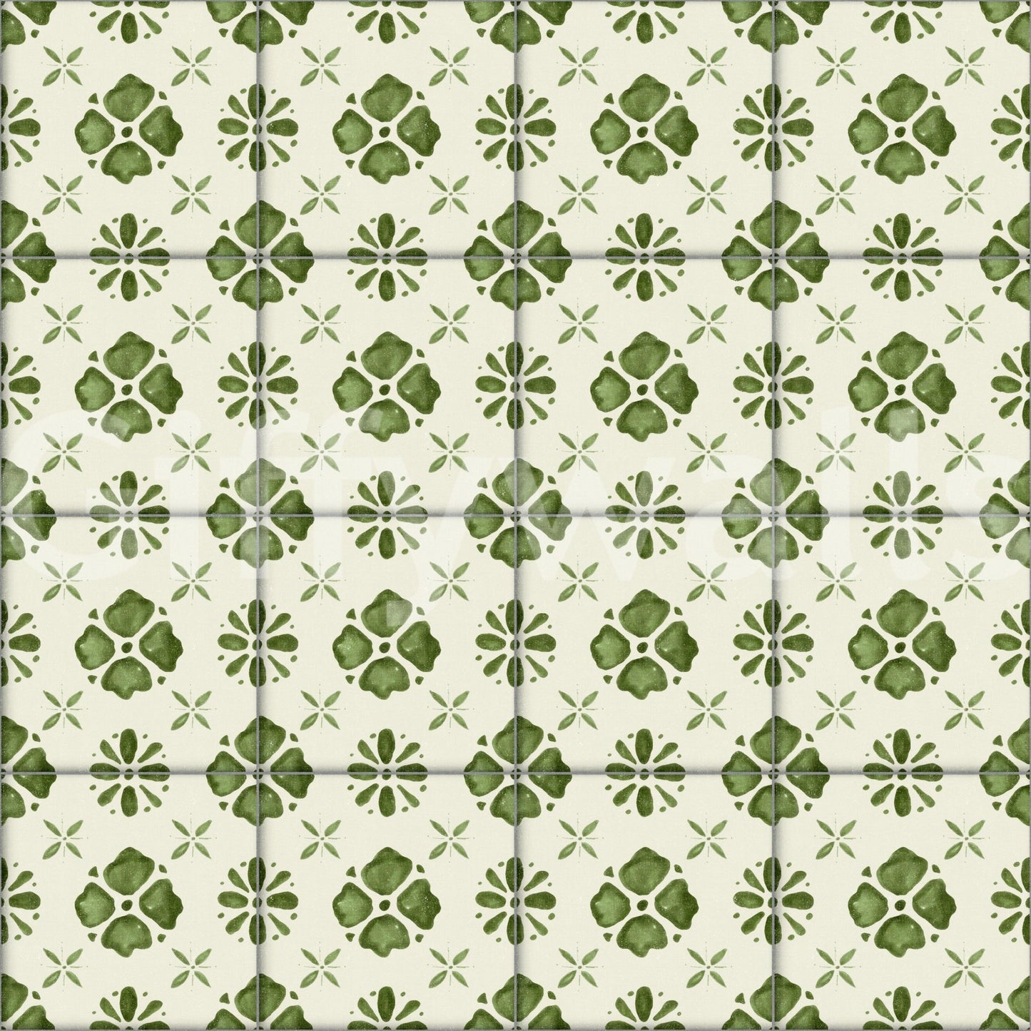 Farmhouse Classic Backsplash Olive Wallpaper