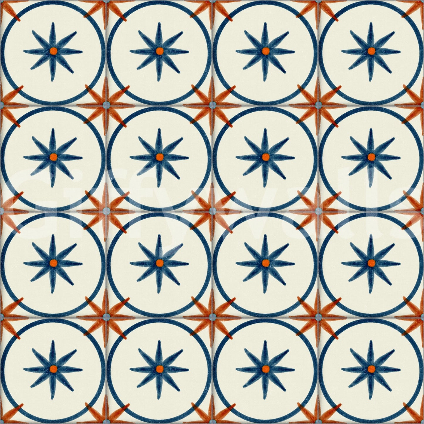 Farmhouse Timeless Backsplash Blue Wallpaper