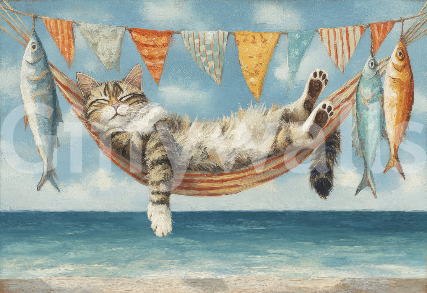 Relaxing seaside mural