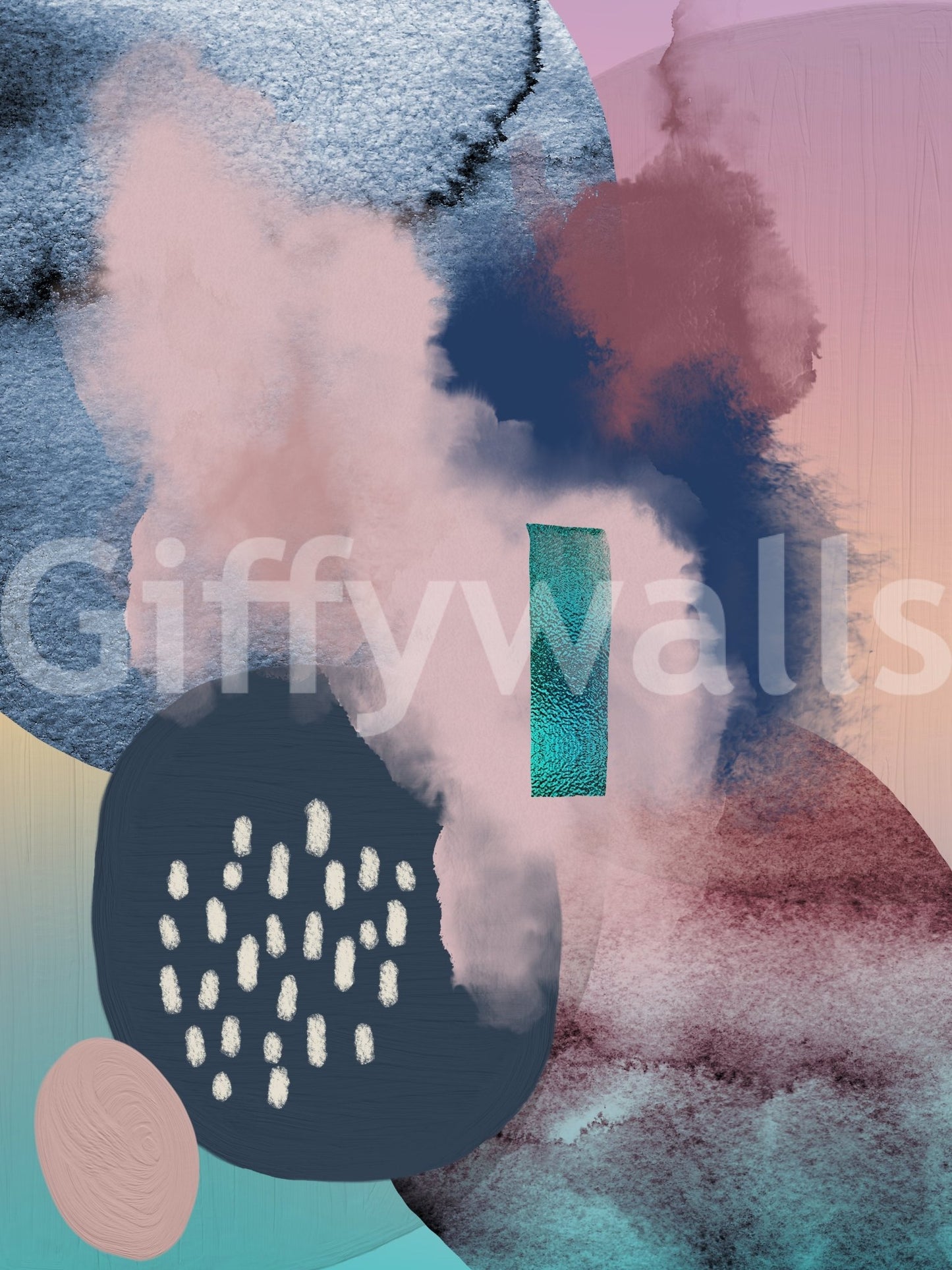 Subtle floating effect mural in neutral, peaceful shades.