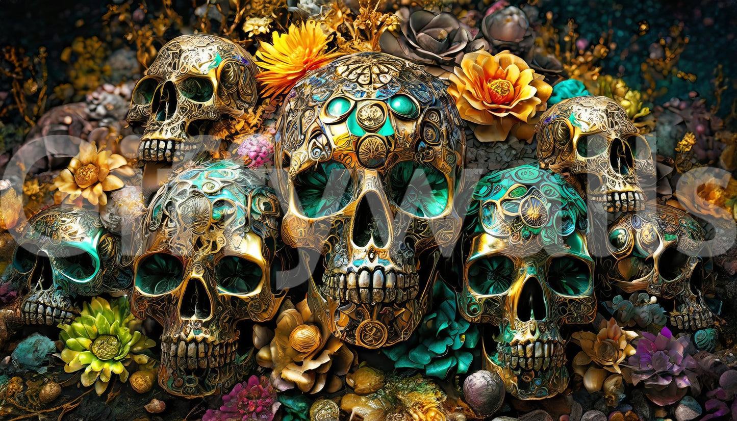 Skull and floral design offering a luxurious, bold look