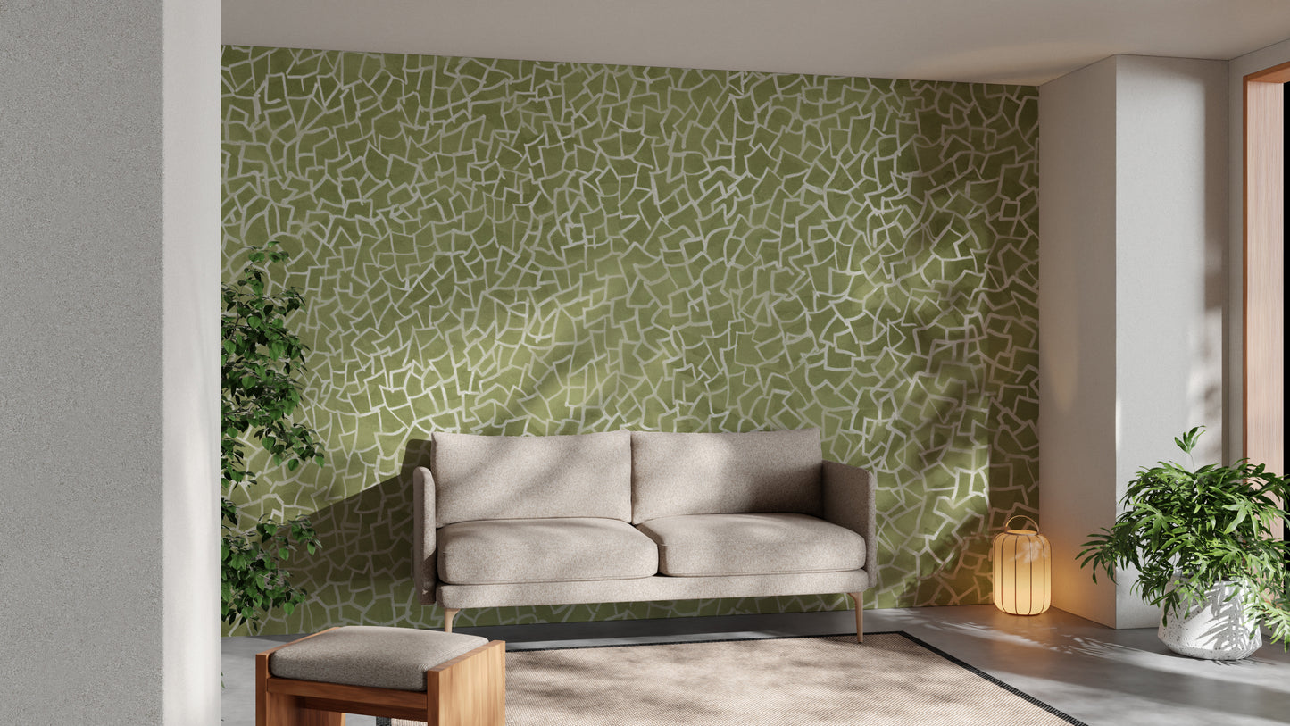 Luxurious Green Glimmer mural perfect for bold interior accents.