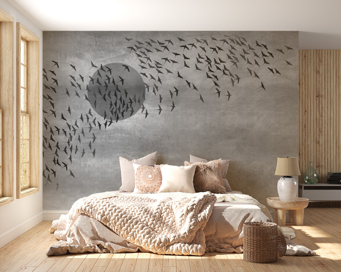 Mysterious Gray Gothic Flock Halloween Wallpaper