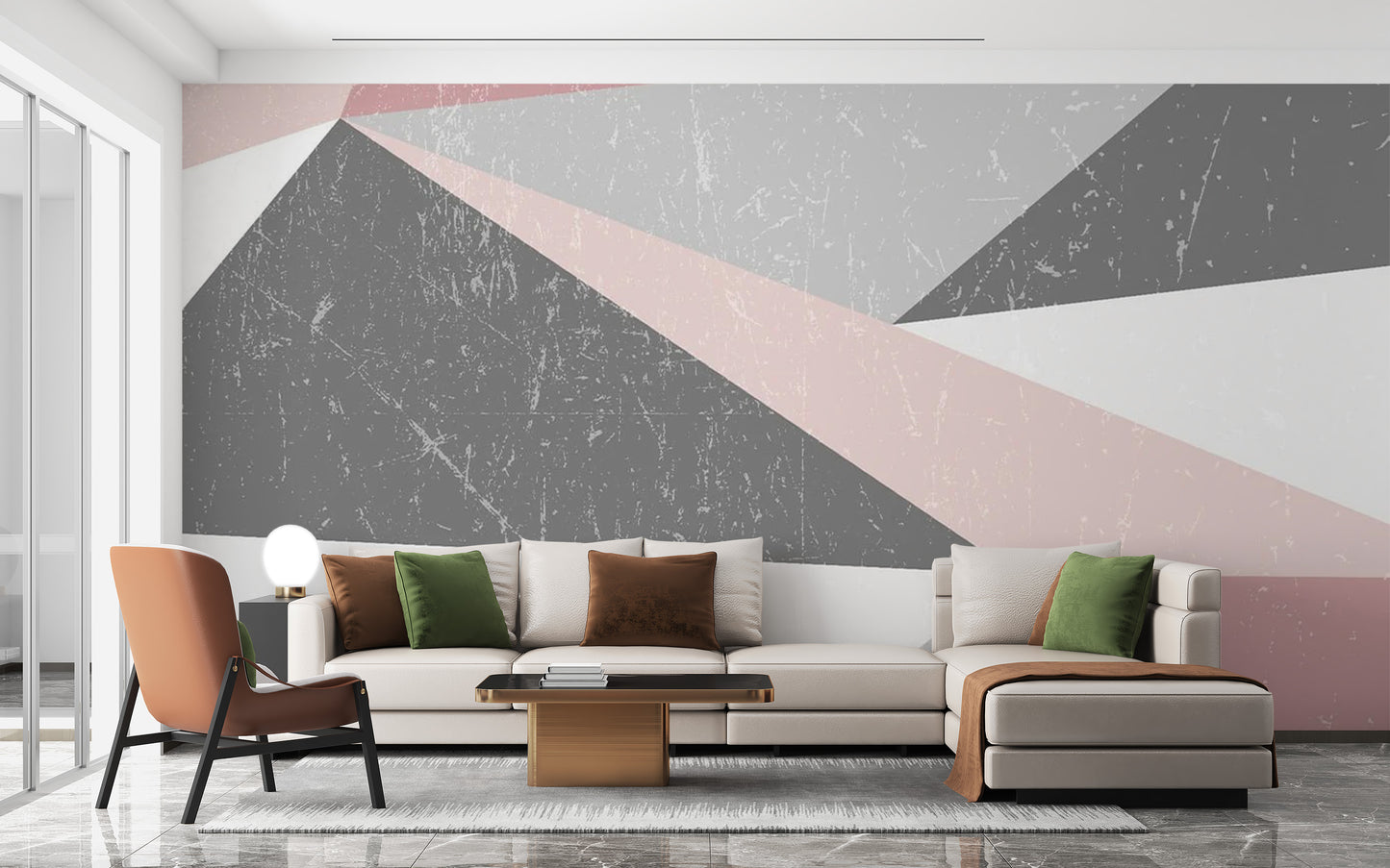 Matte finish grunge triangle wallpaper for a contemporary backdrop.