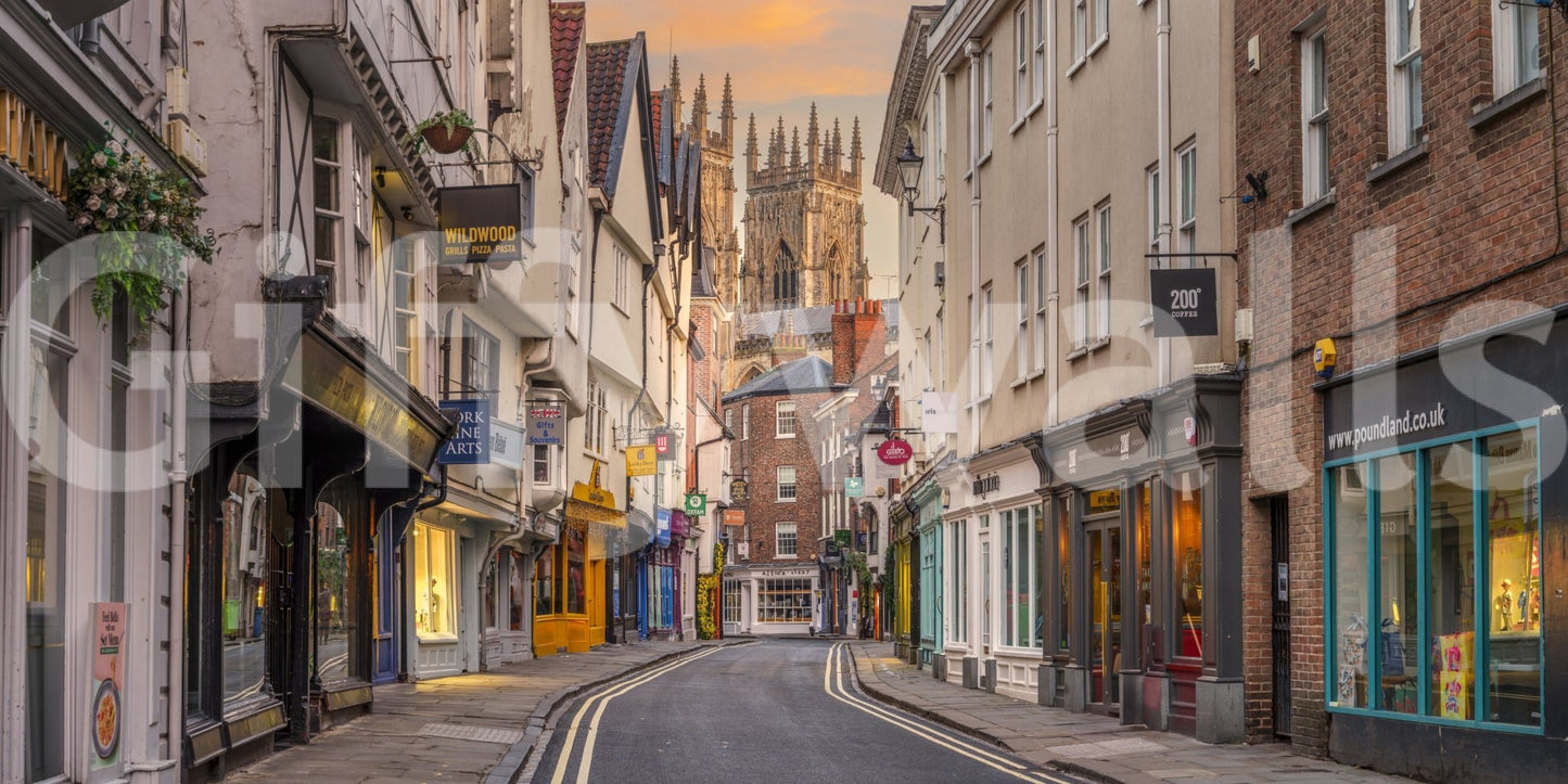 Soft twilight tones in cityscape wall mural design