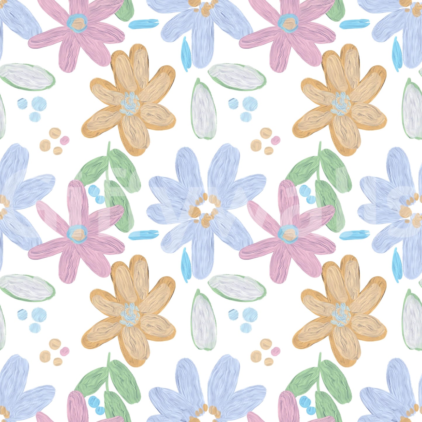 Cute impasto oil painted flowers pattern Wallpaper
