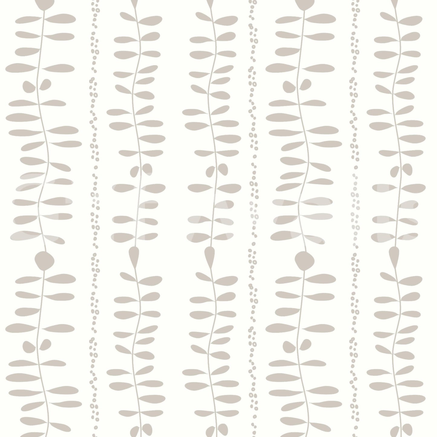 Leaves Cascade Cream botanical vine wallpaper for walls.