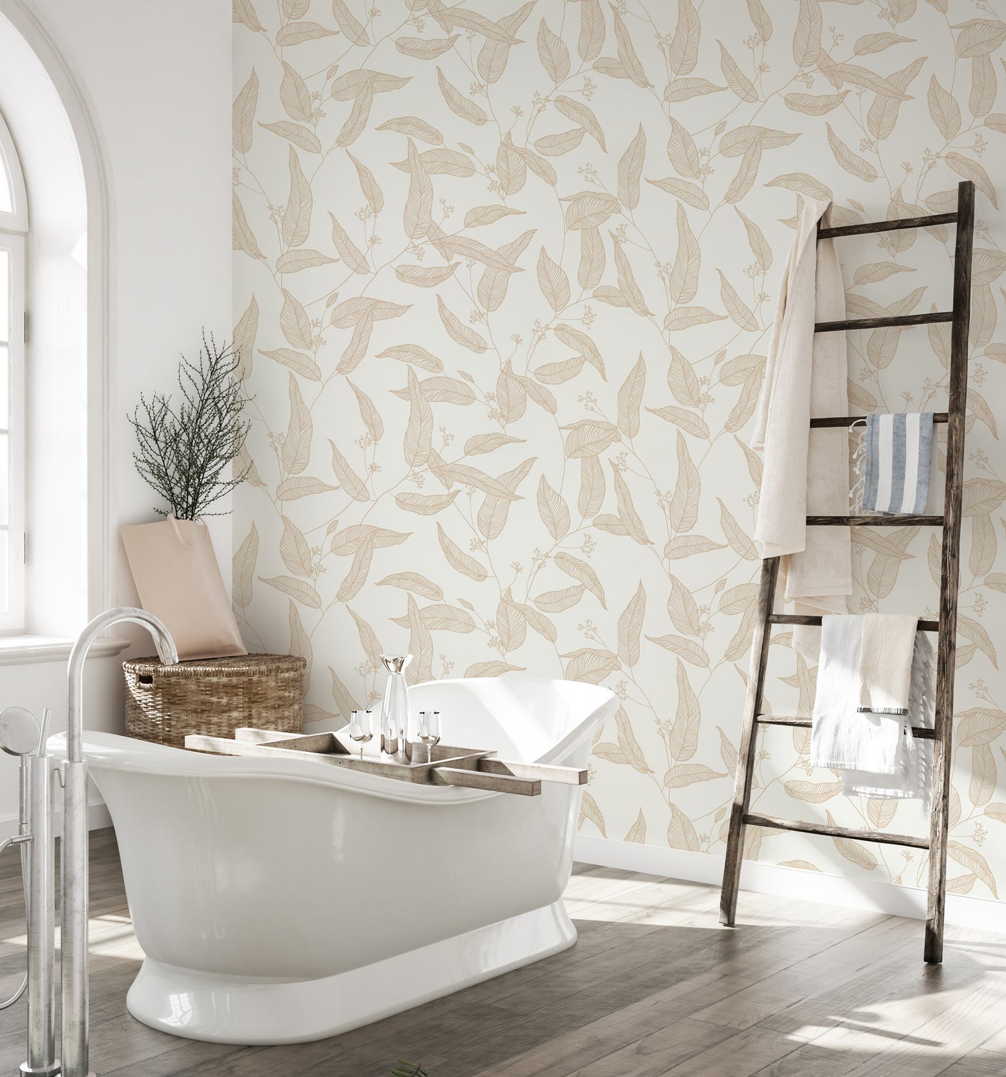 Artistic minimalist leaves wallpaper design