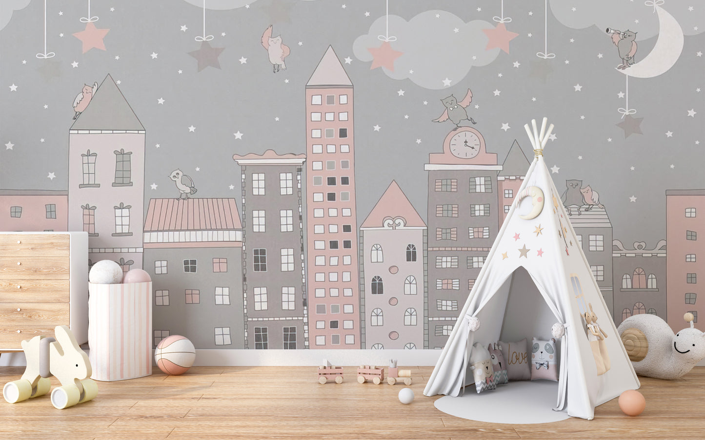 Fun City Outline Wallpaper for Kids