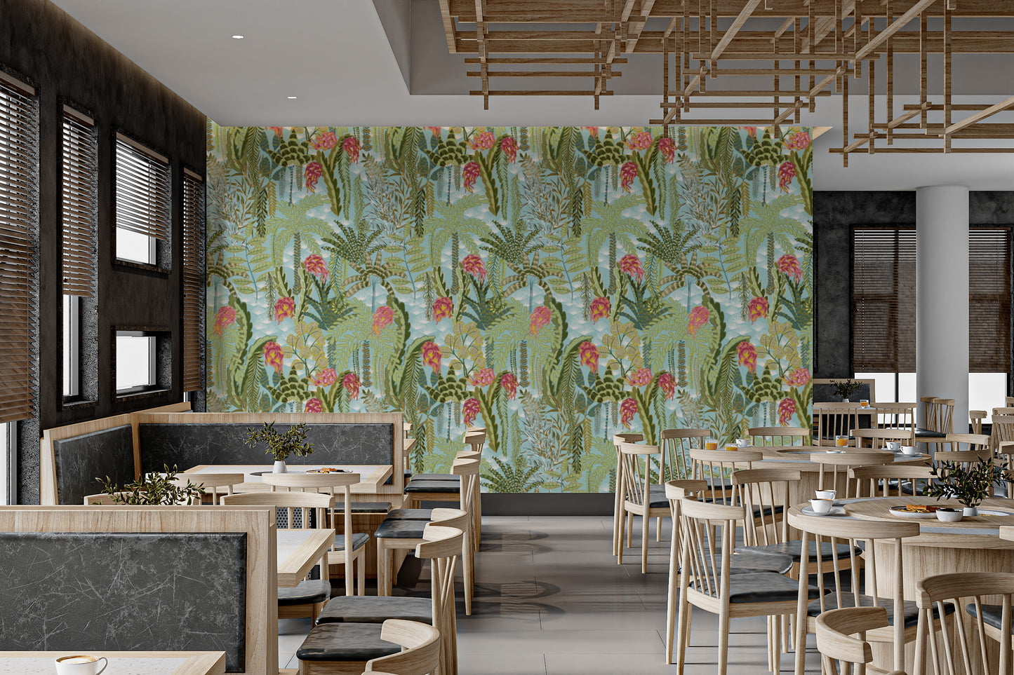 Vibrant Exotic Mint wallpaper with intricate leaf details.