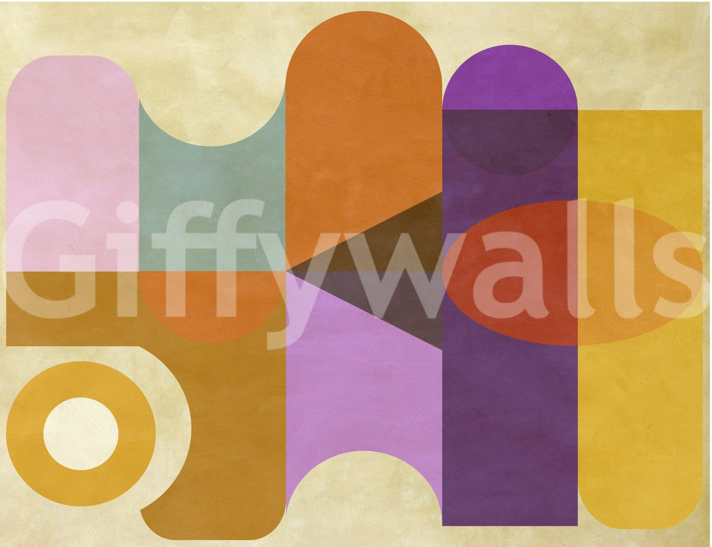 Mid-Century Abstract wallpaper for walls uses matte finish hues.