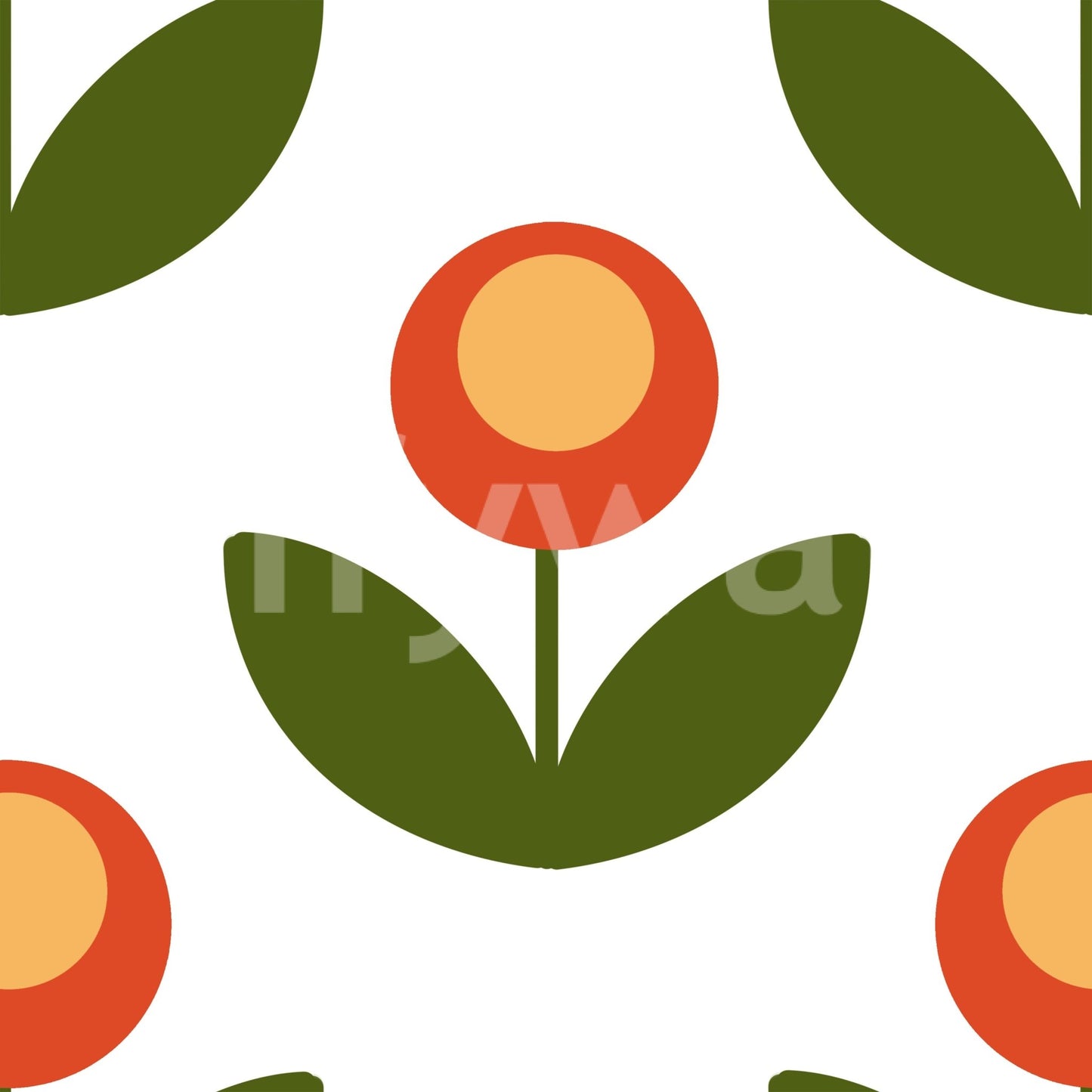 Floral wallpaper in mid-century modern design for walls.