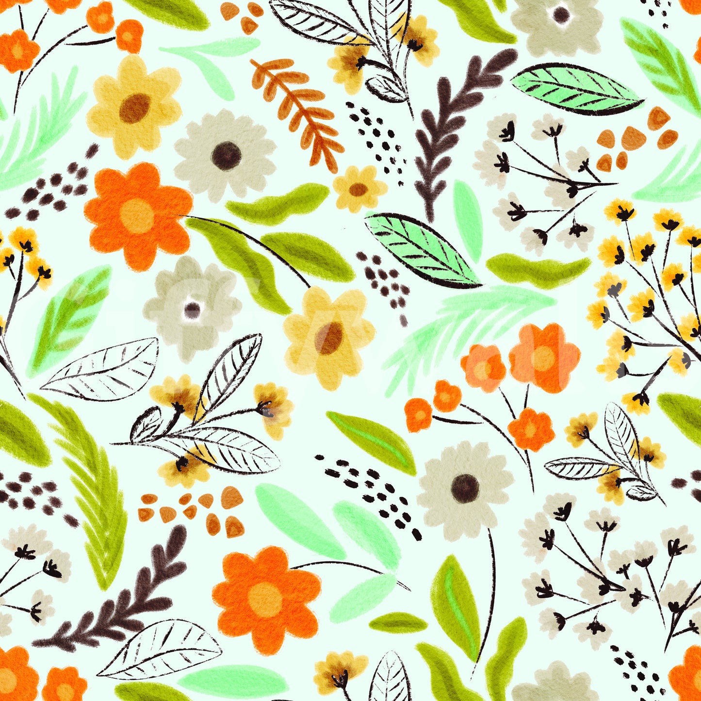 Modern Meadow Bloom Wallpaper