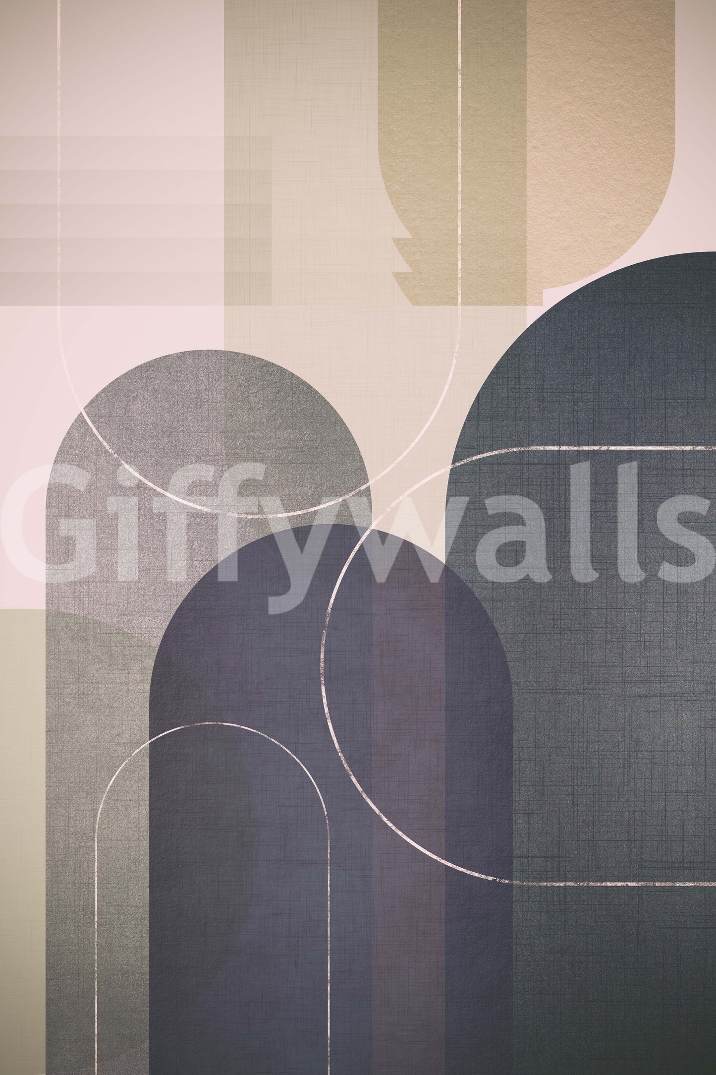 Contemporary Mid Century linen 3 mural for stylish living rooms
