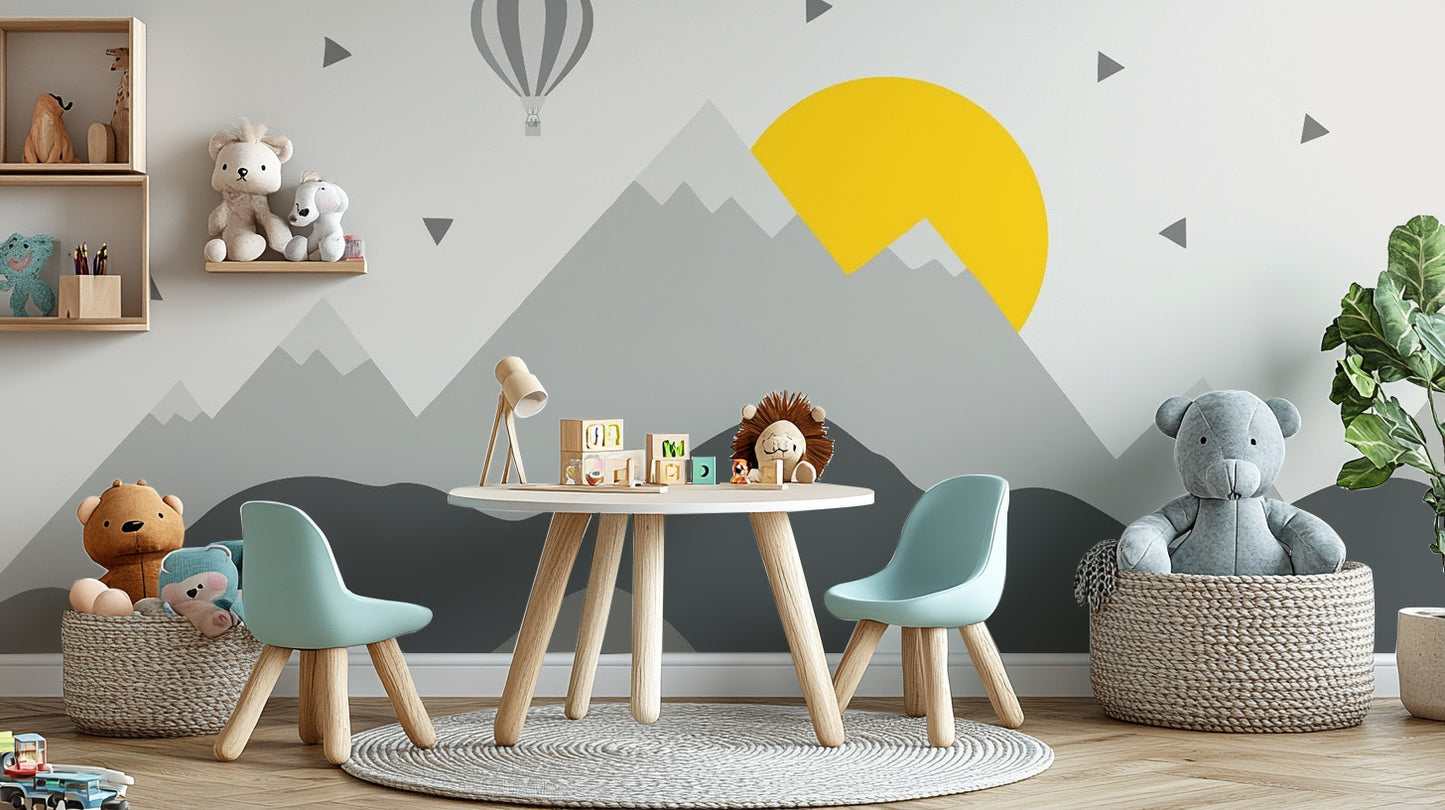 Elegant Dark Mountain with Stars in Sky Wallpaper Mural