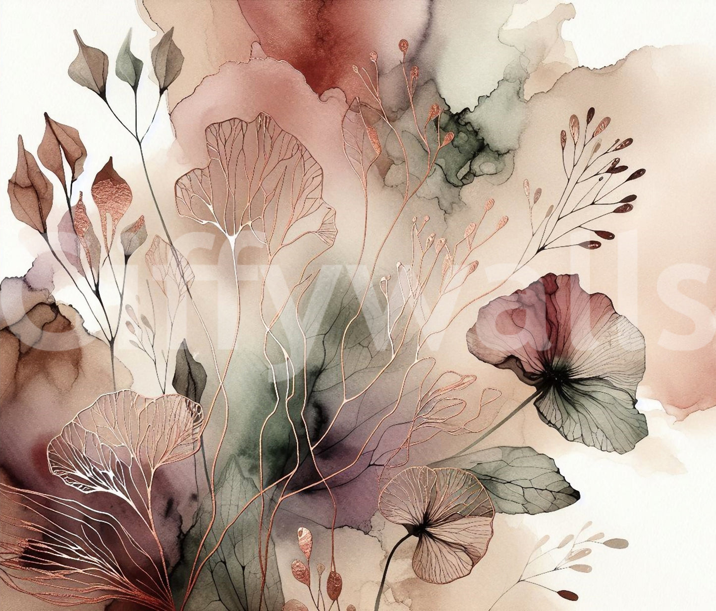 High-quality print of detailed botanical line art for a feature wall.