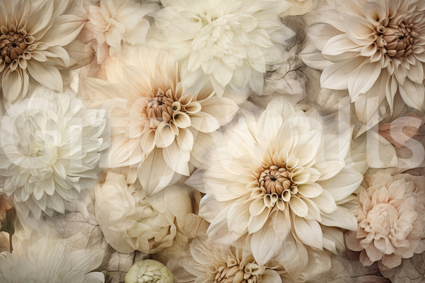 A calming floral design wallpaper mural that defines a space.