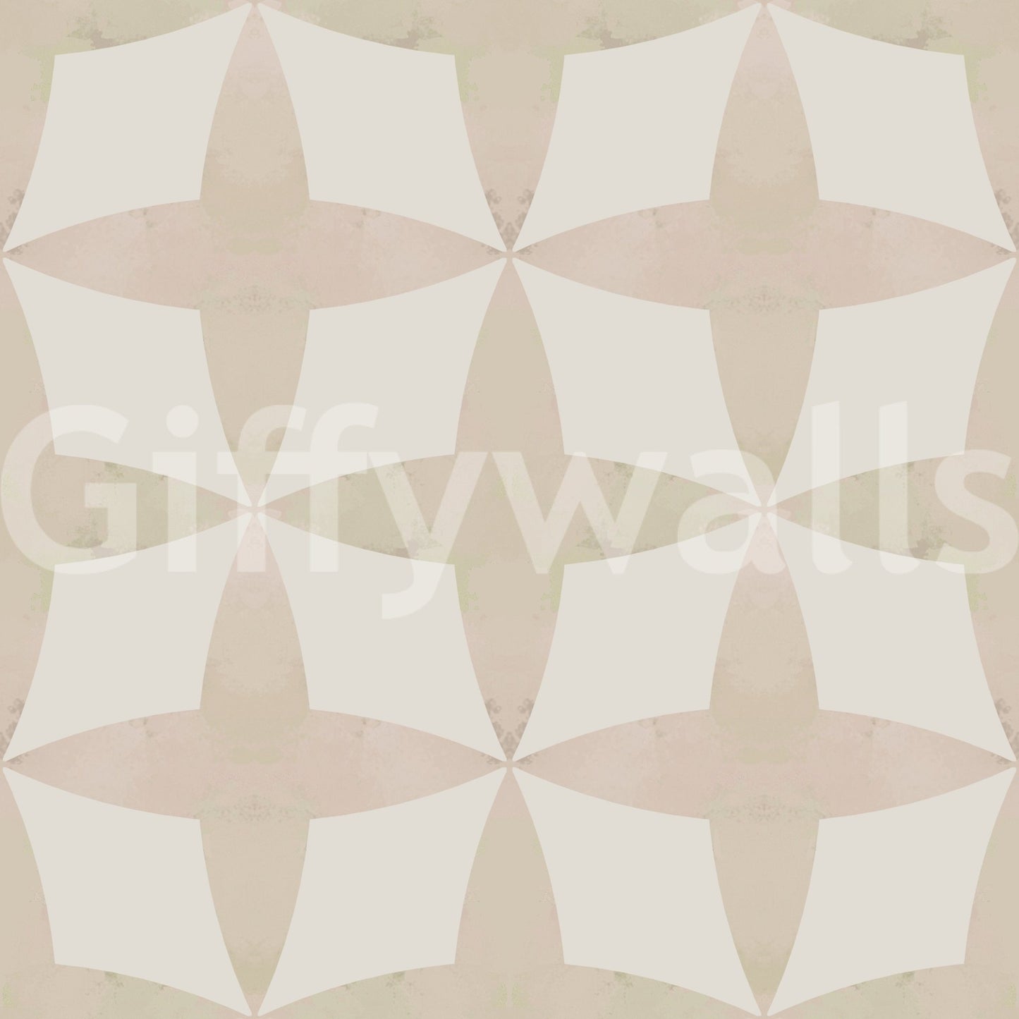 Pale tan and bone geometric wallpaper, sophisticated interior choice.