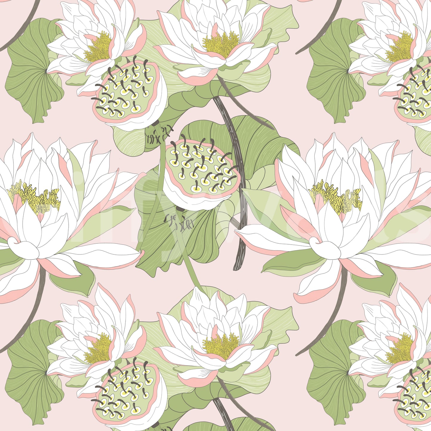 Botanical mural in soft tones