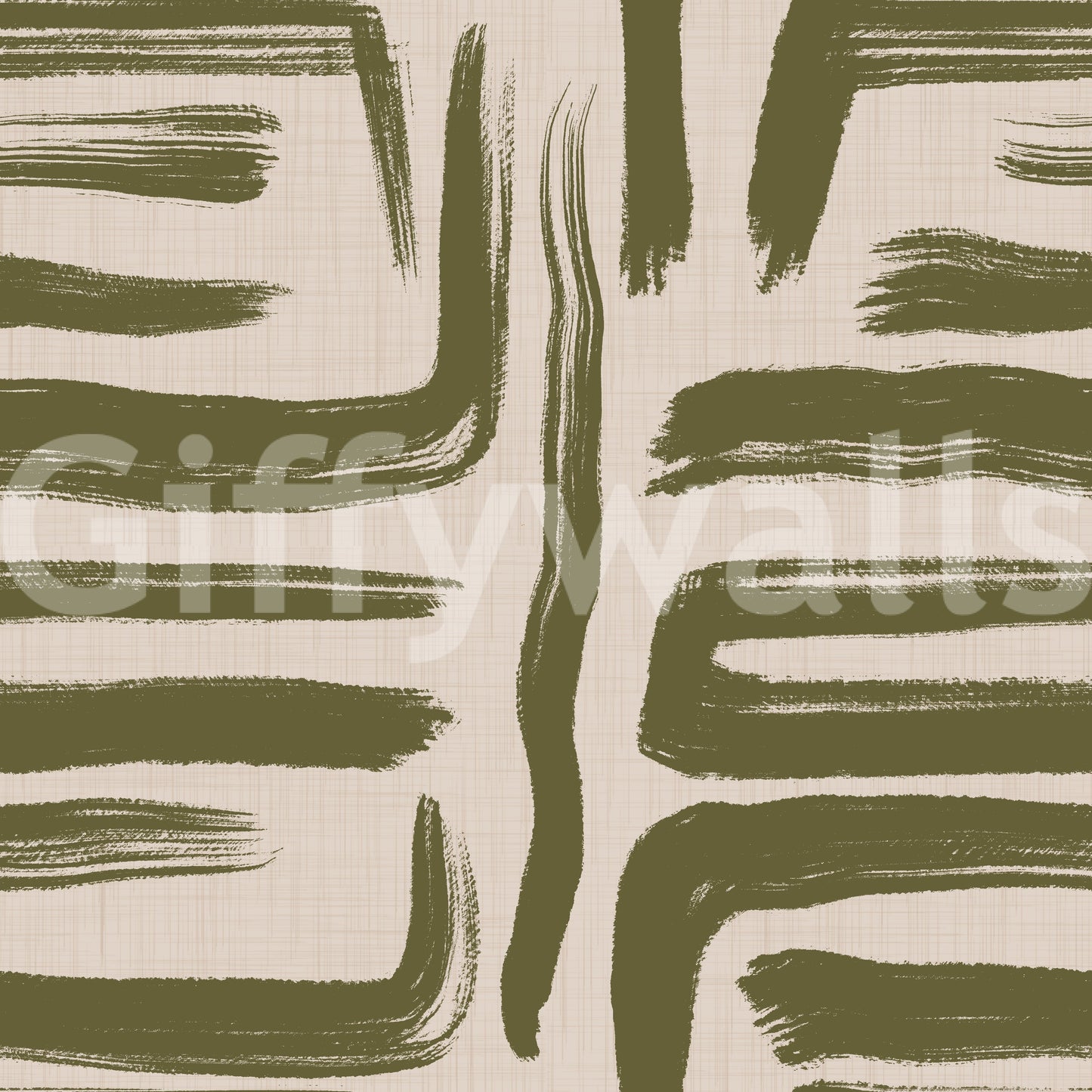 Olive Brushstrokes - Abstract Mid Century Modern Wallpaper