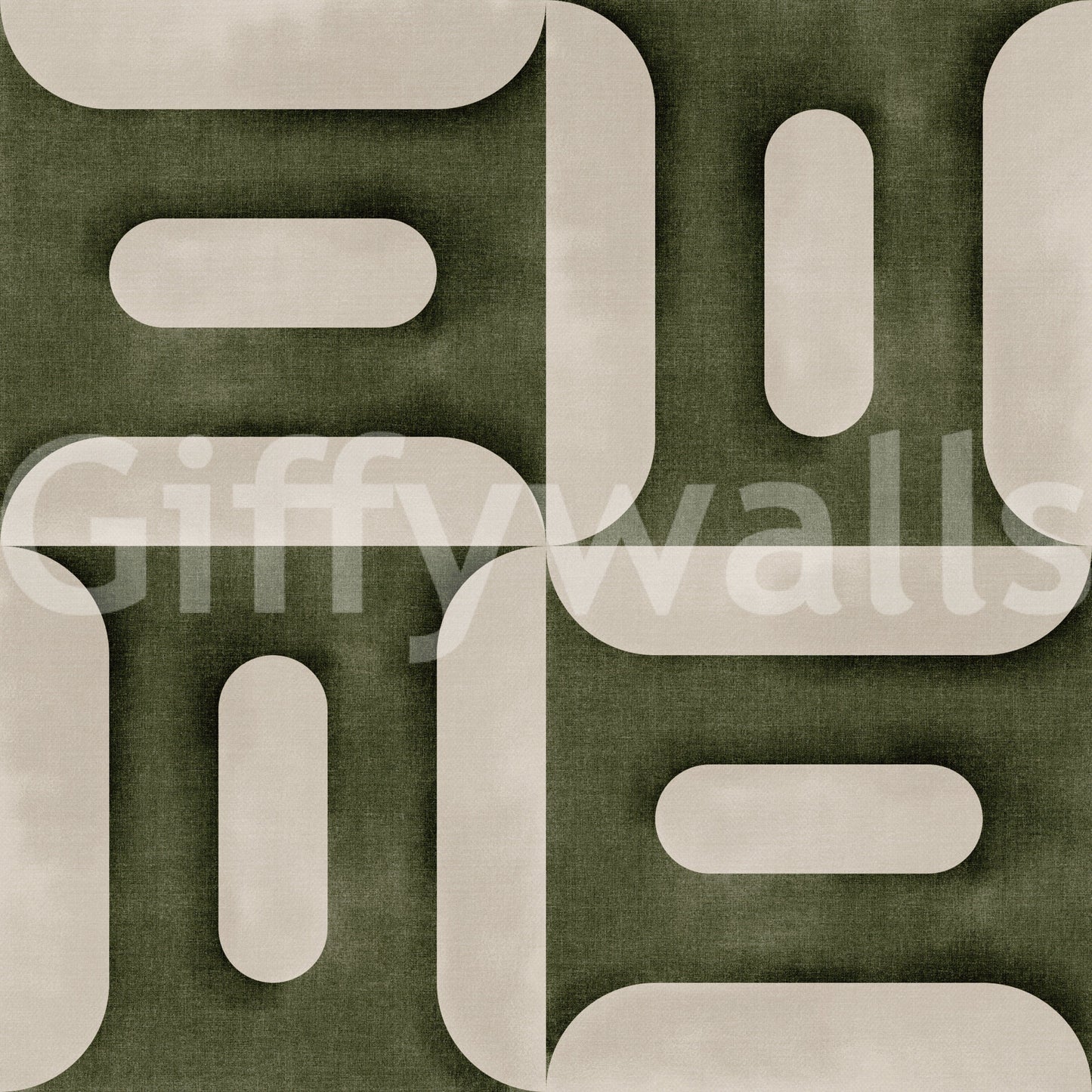 Modern Textured Geometries Olive Wallpaper