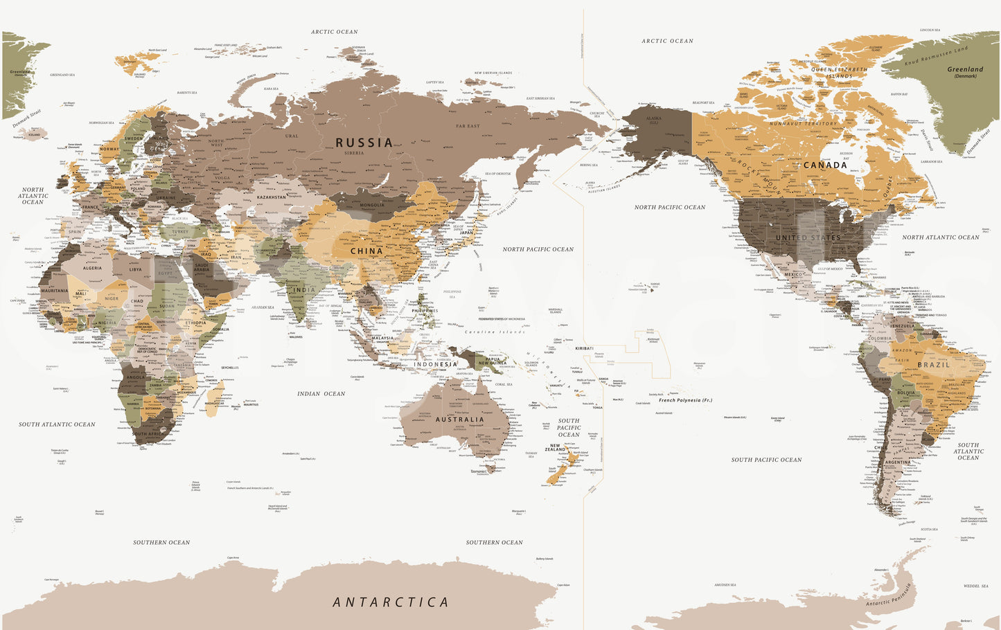 Pacific Centered Travel Map Wall Mural