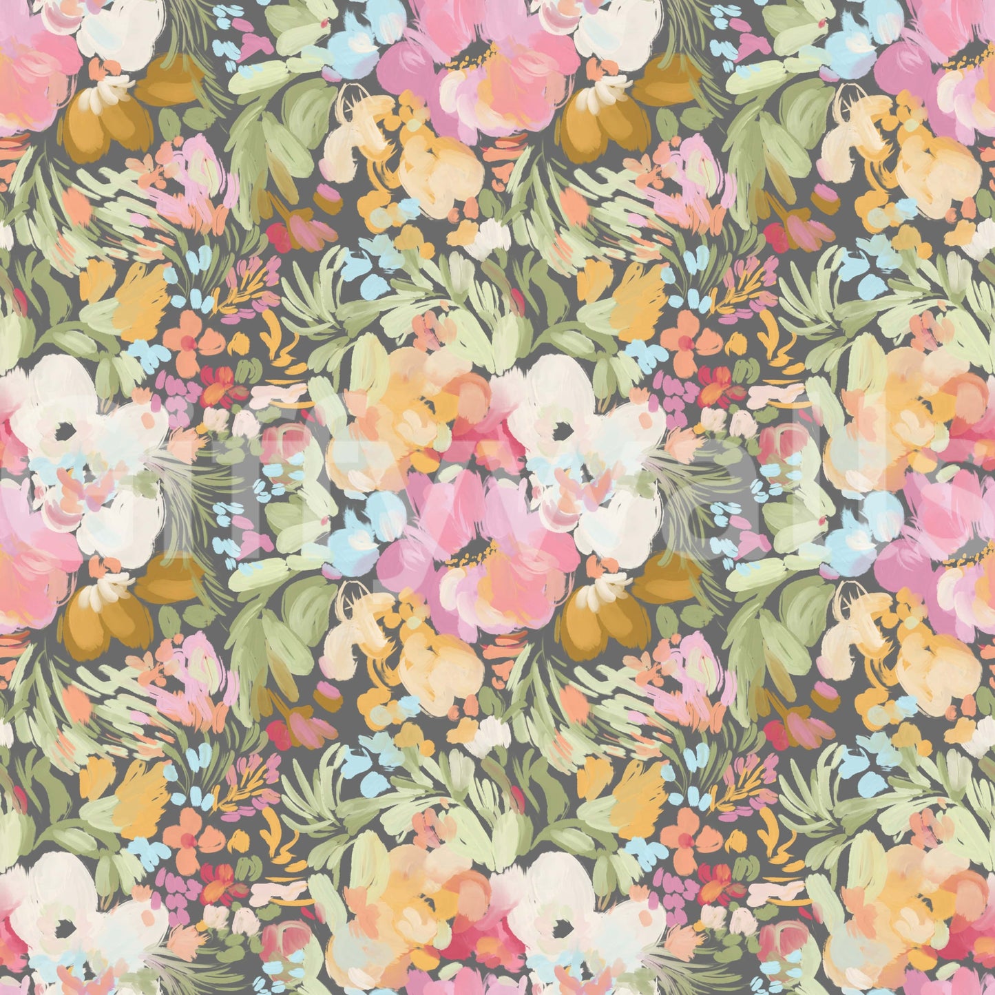Spring Painterly Florals botanical wallpaper.