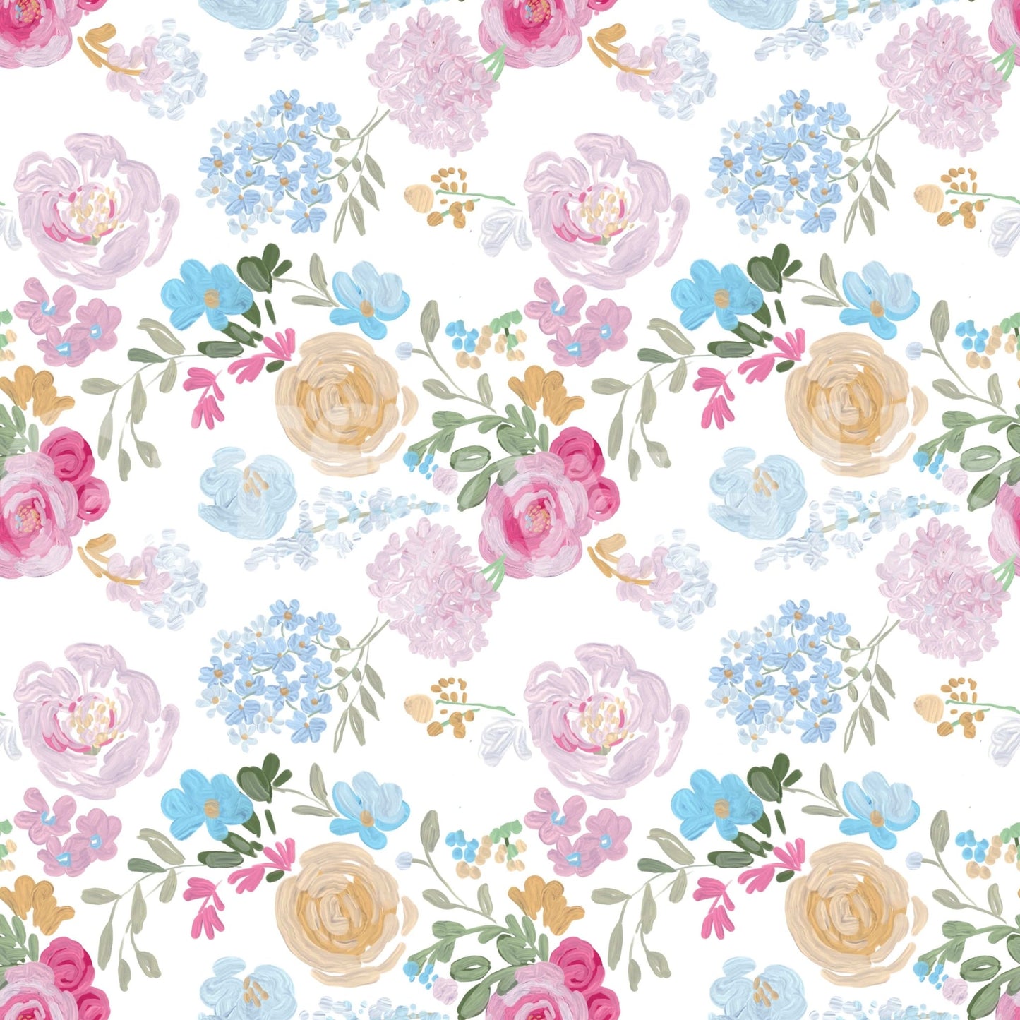 Painterly Petals soft oil painted impasto flowers Wallpaper