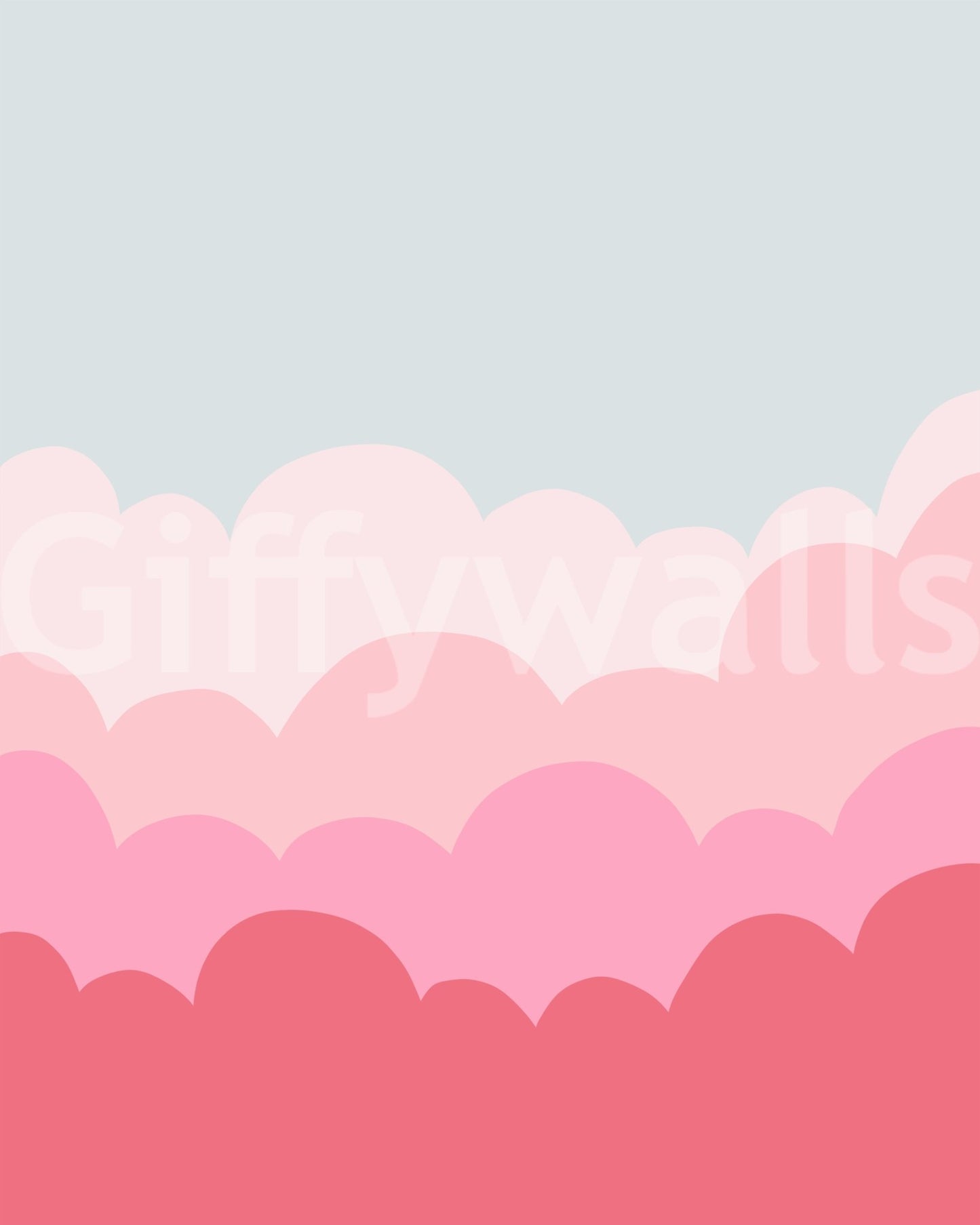 Soft, calming sunrise mural wallpaper in pastel pink shades.