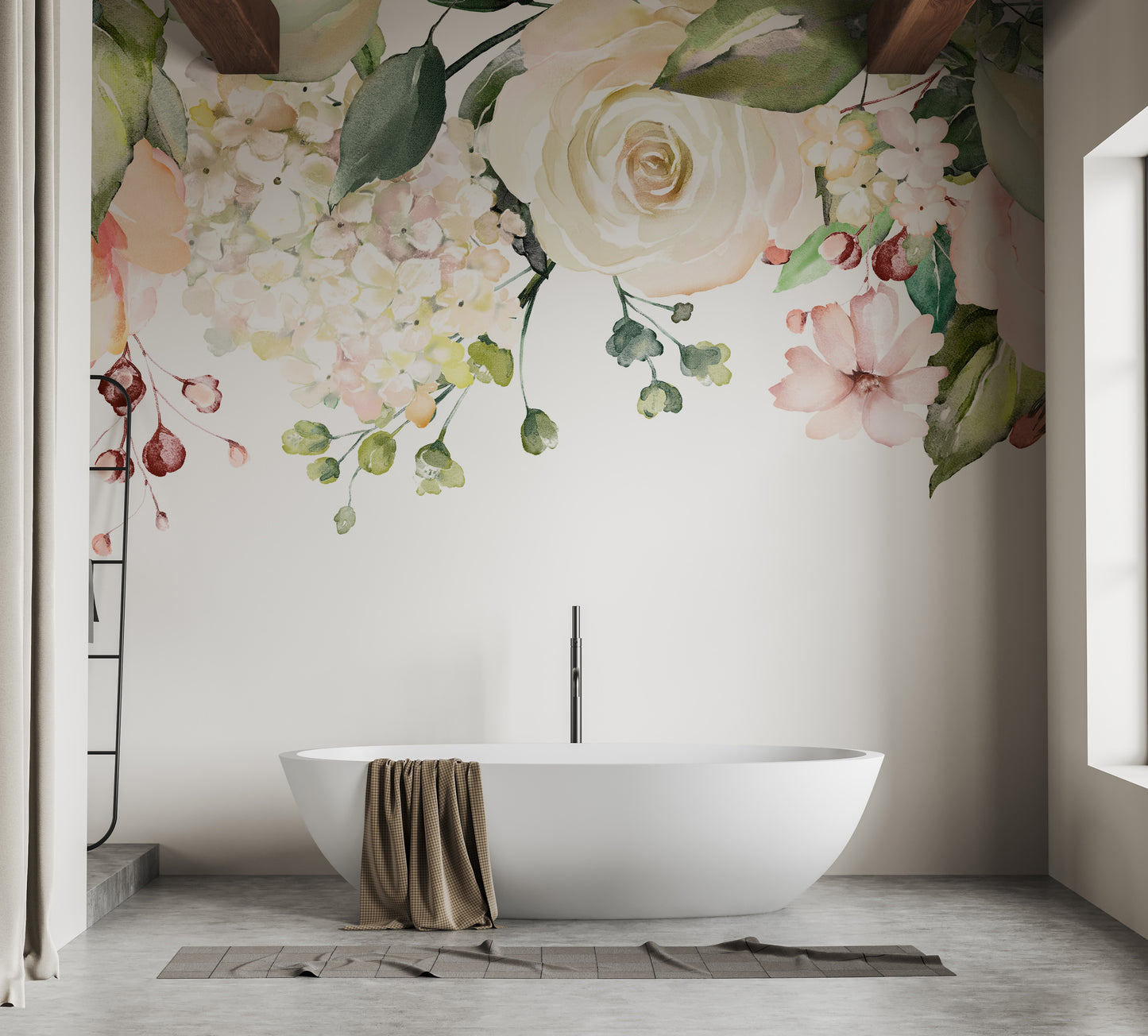 Botanical pink floral design wallpaper