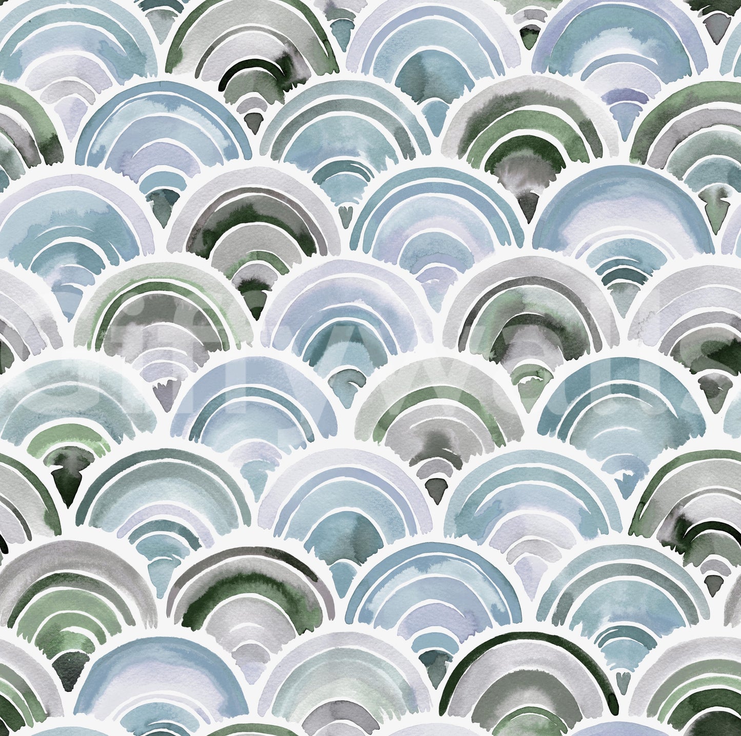 Japanese Scallops Scales Rainbow Wallpaper