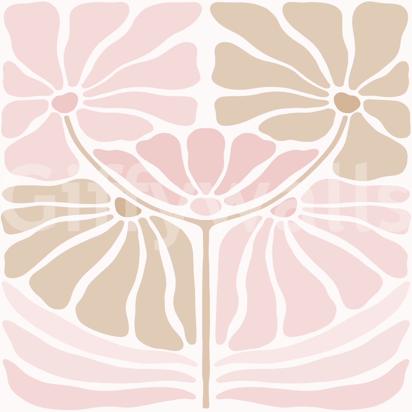 Retro Blush Blooms Wallpaper