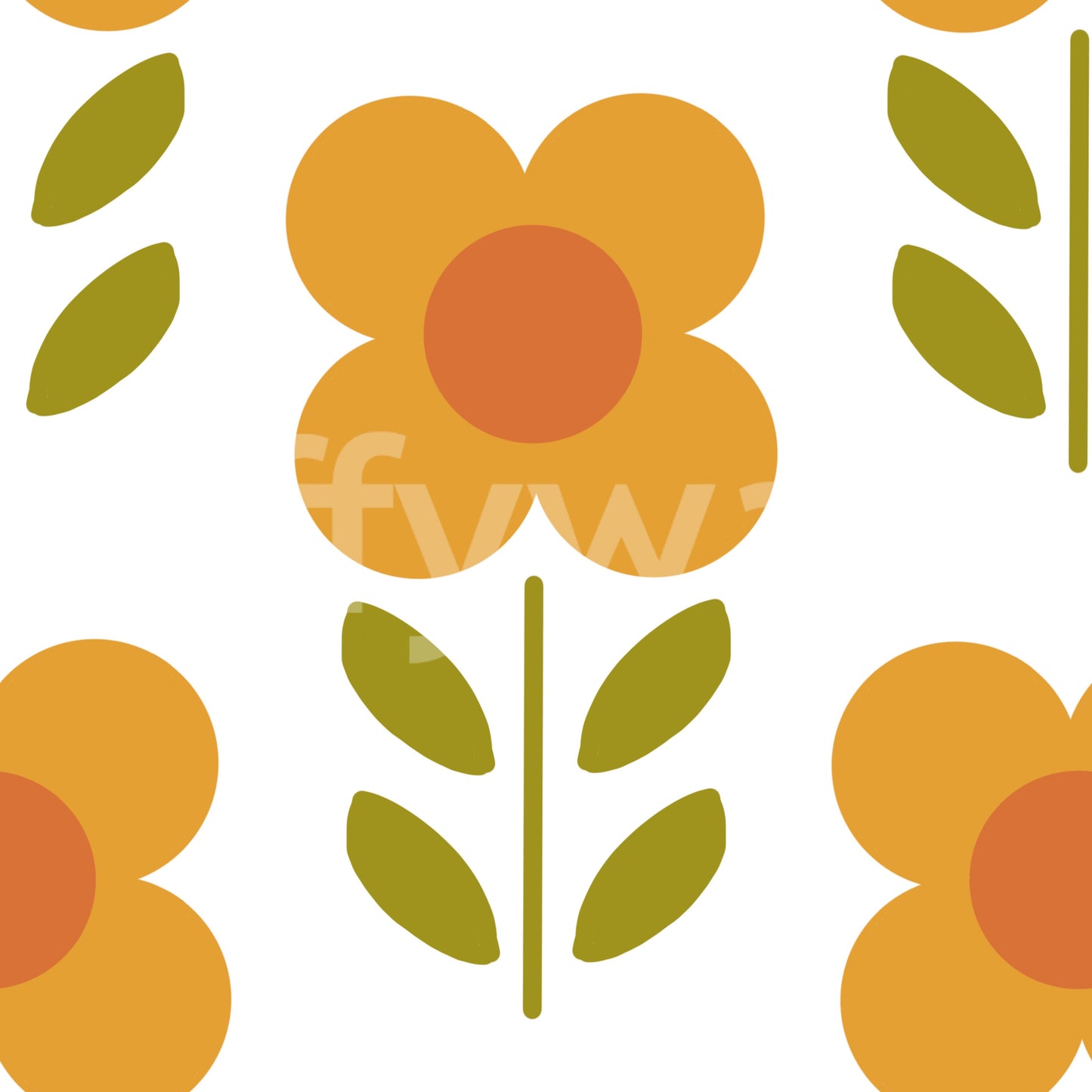 Simple retro daisy wallpaper for walls
