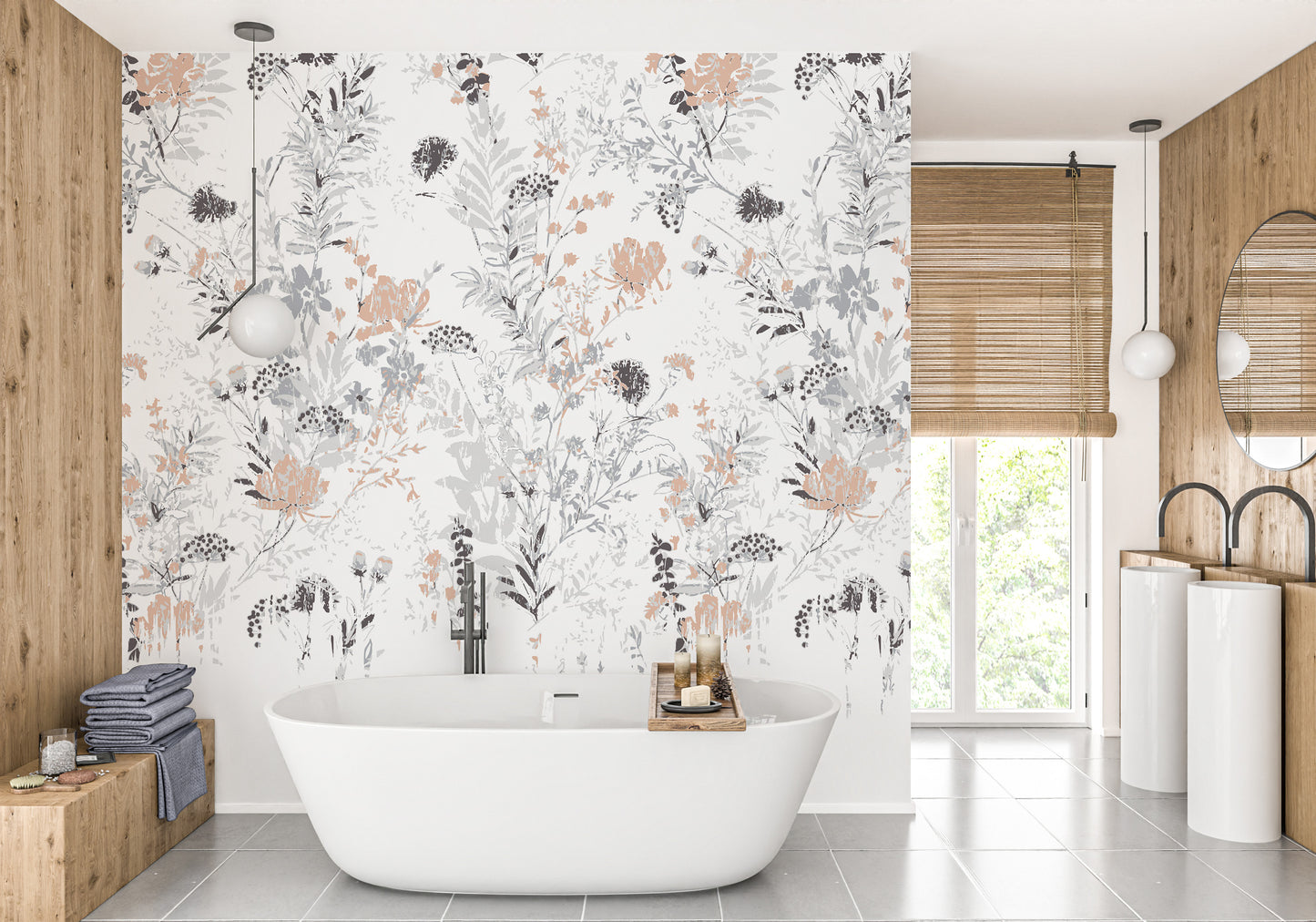 Leaf wallpaper mural showcasing retro style