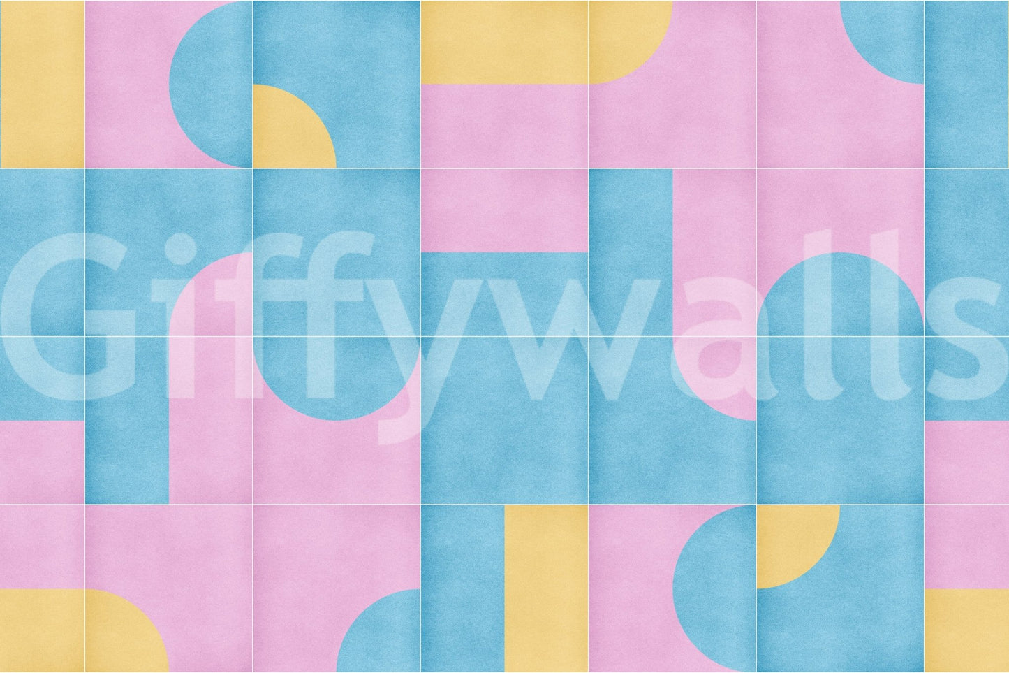 Sand and teal tile pattern mural