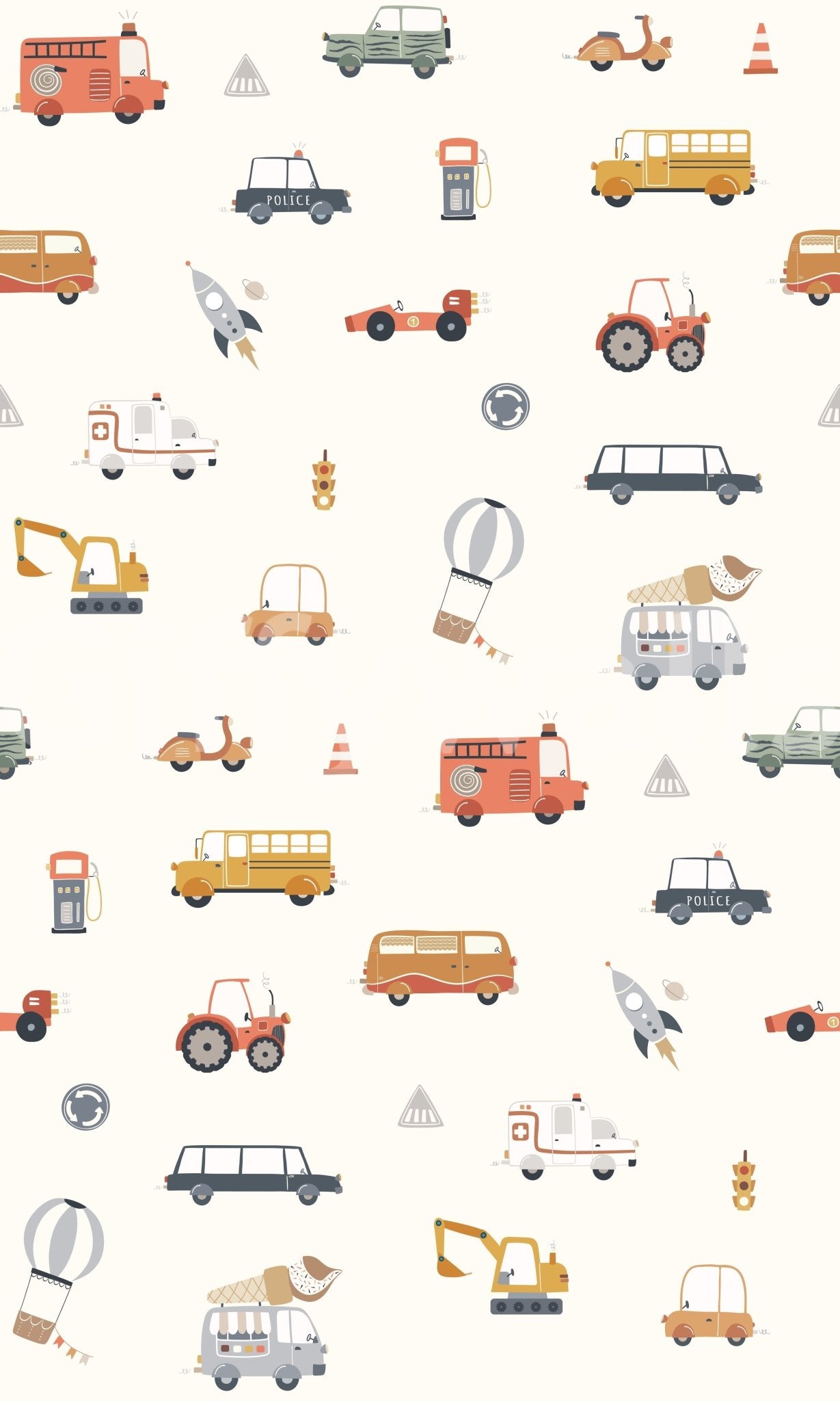 Road Trip Fun Cream background Wallpaper