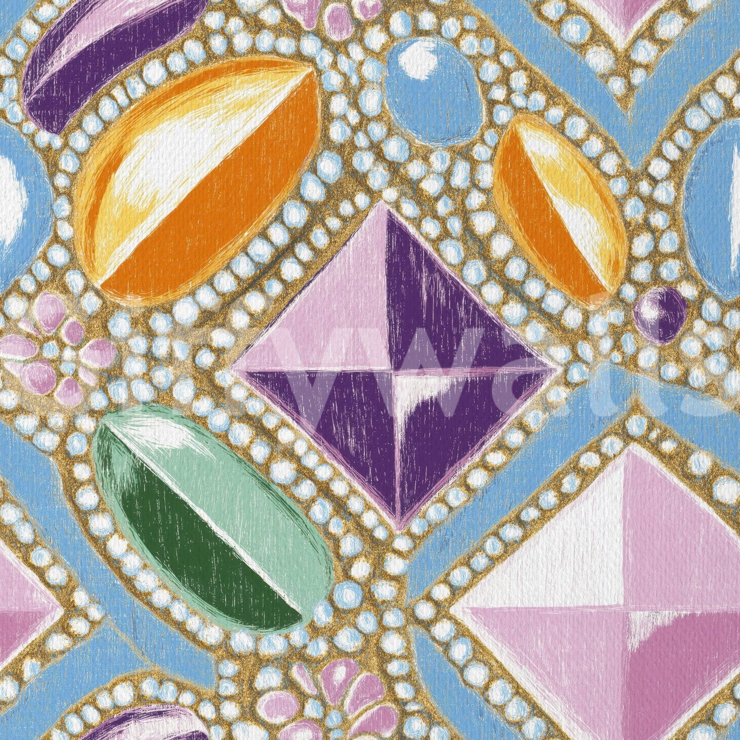 Royal Gemstones Pink Pastel Wallpaper