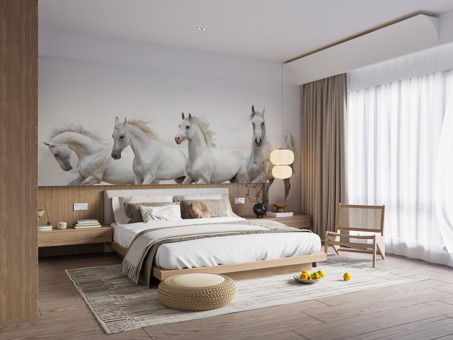 Horses Running Across Field Mural