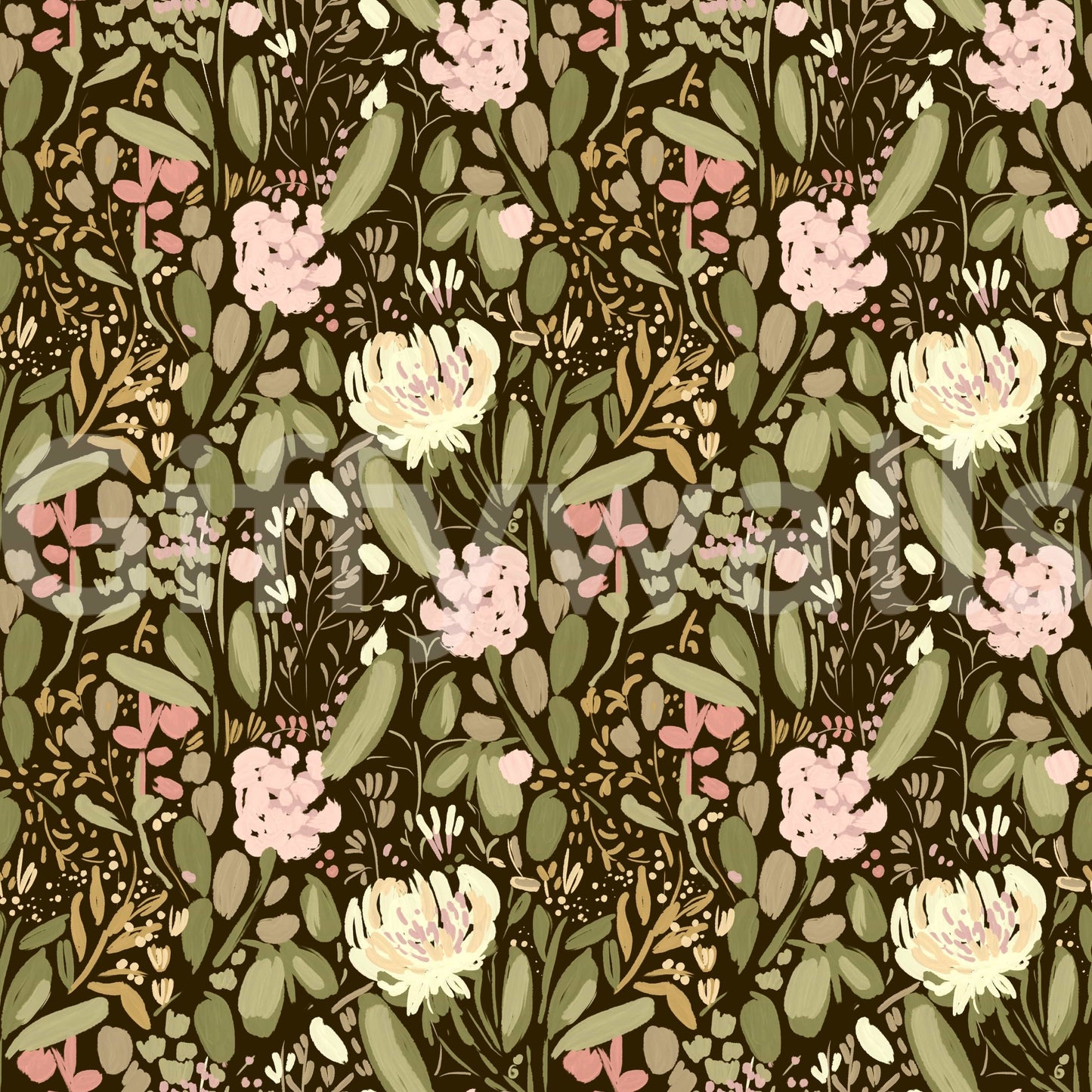 A high-quality serene botanical wall mural for walls.