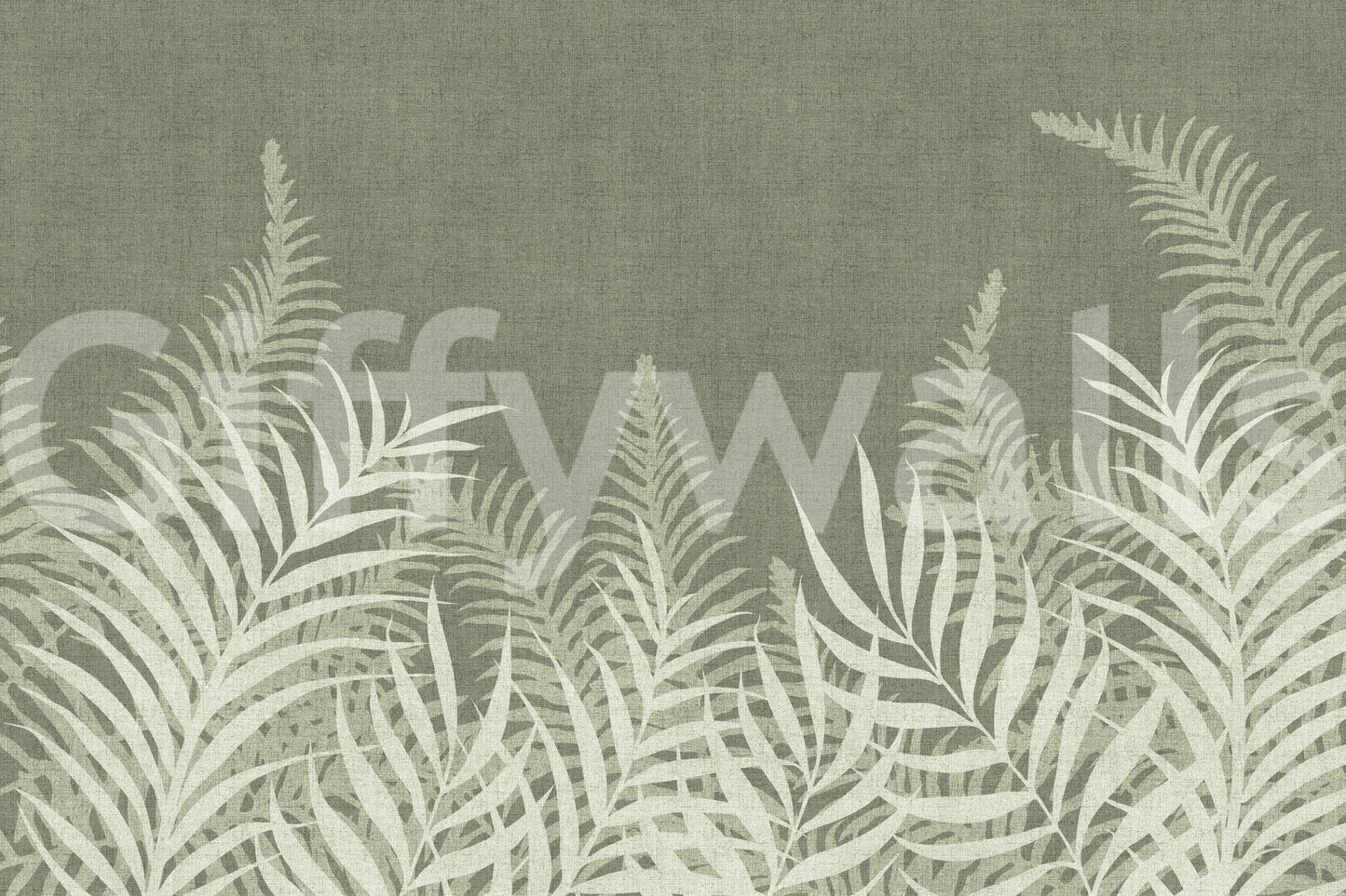 Nature inspired wallpaper with white tropical ferns, Jungle Sage.