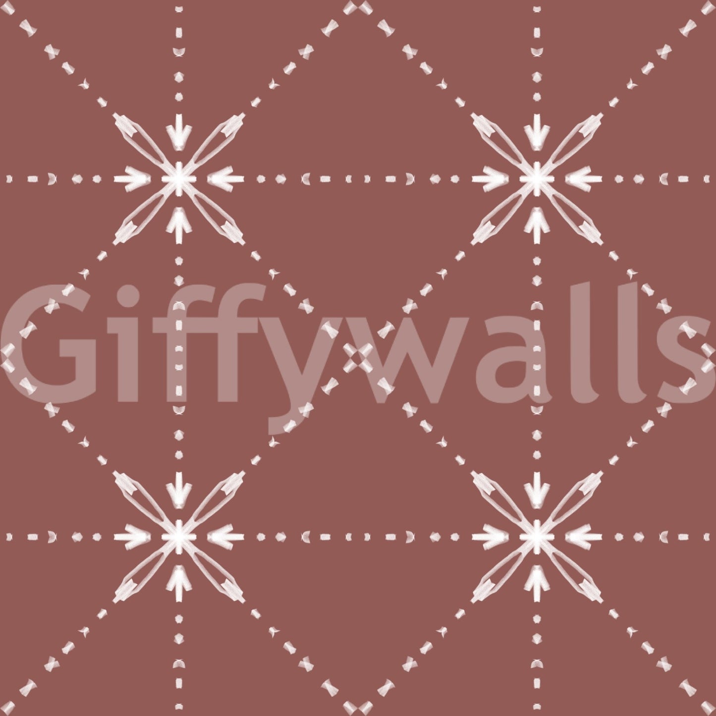 Sashiko Hana - Goshi - Latticed Flower Stitch On Terracotta Wallpaper