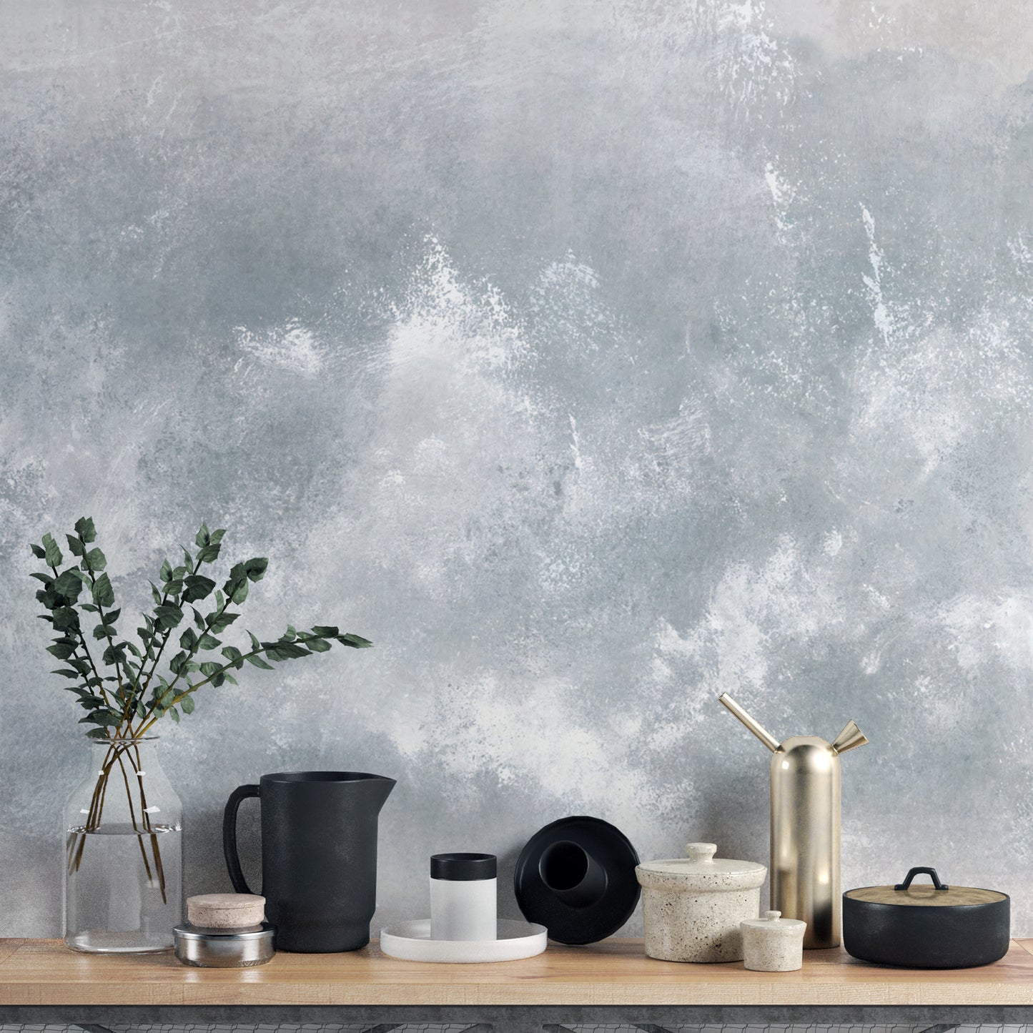 Soft Gray and Blue Arctic Ice Textured Abstract Wallpaper