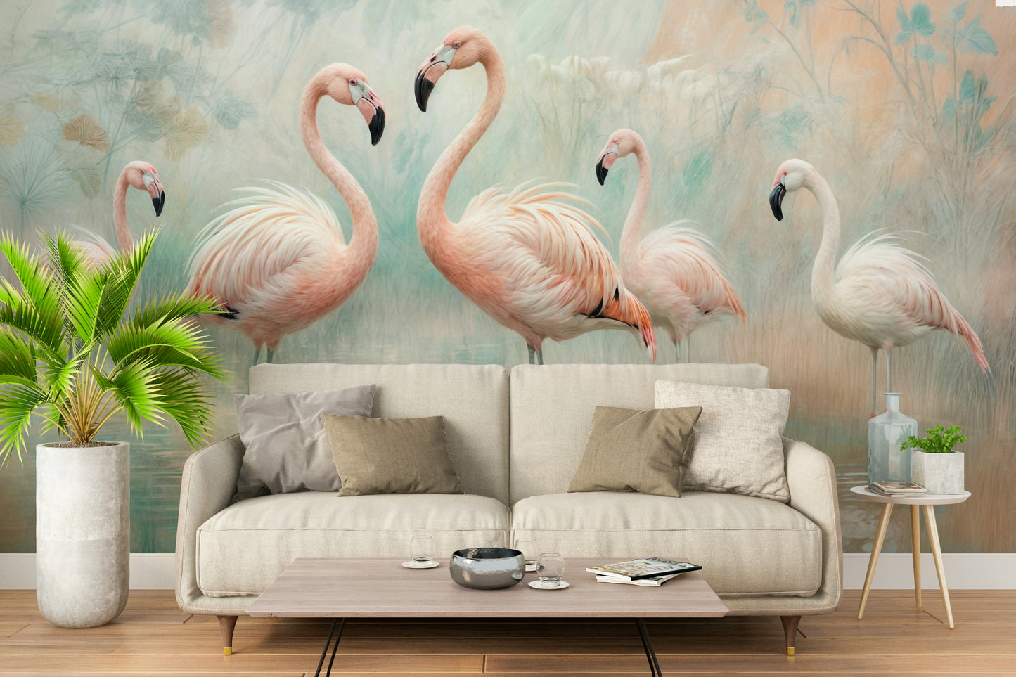 Serene Flamingo Lagoon Wall Mural