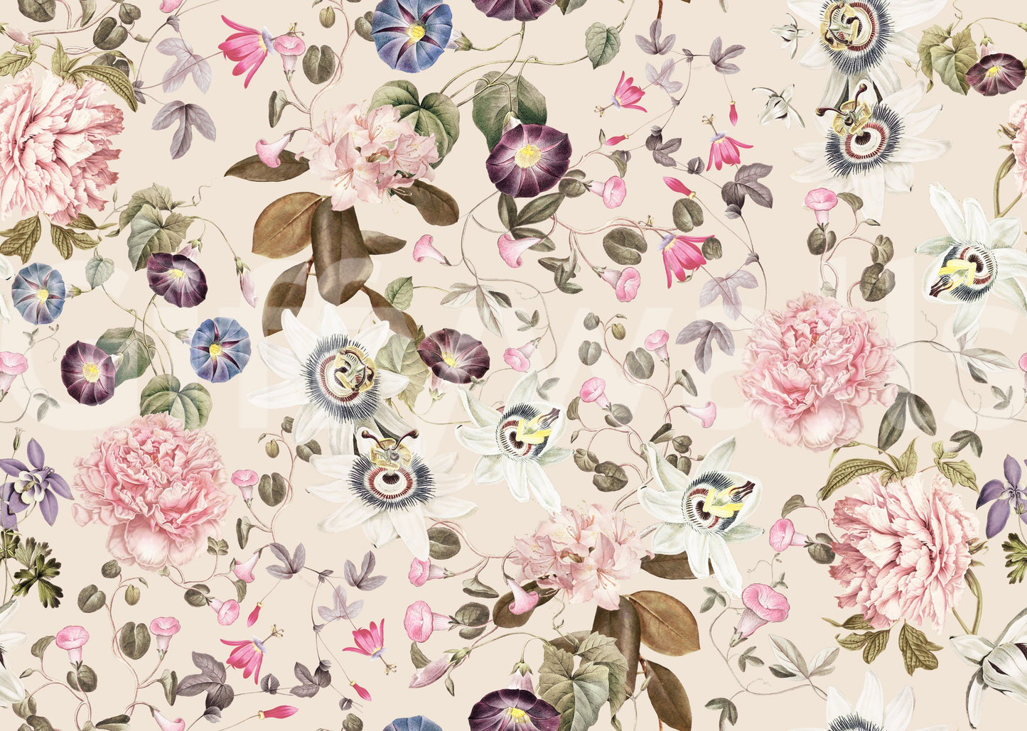 Serene floral wallpaper in soft pastels for a tranquil space