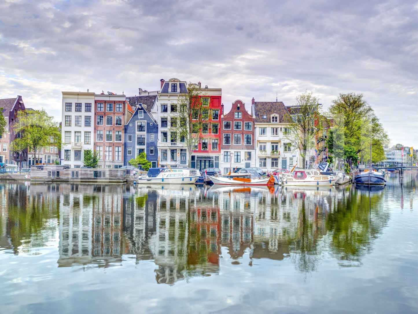 Amsterdam houseboat and water scene mural