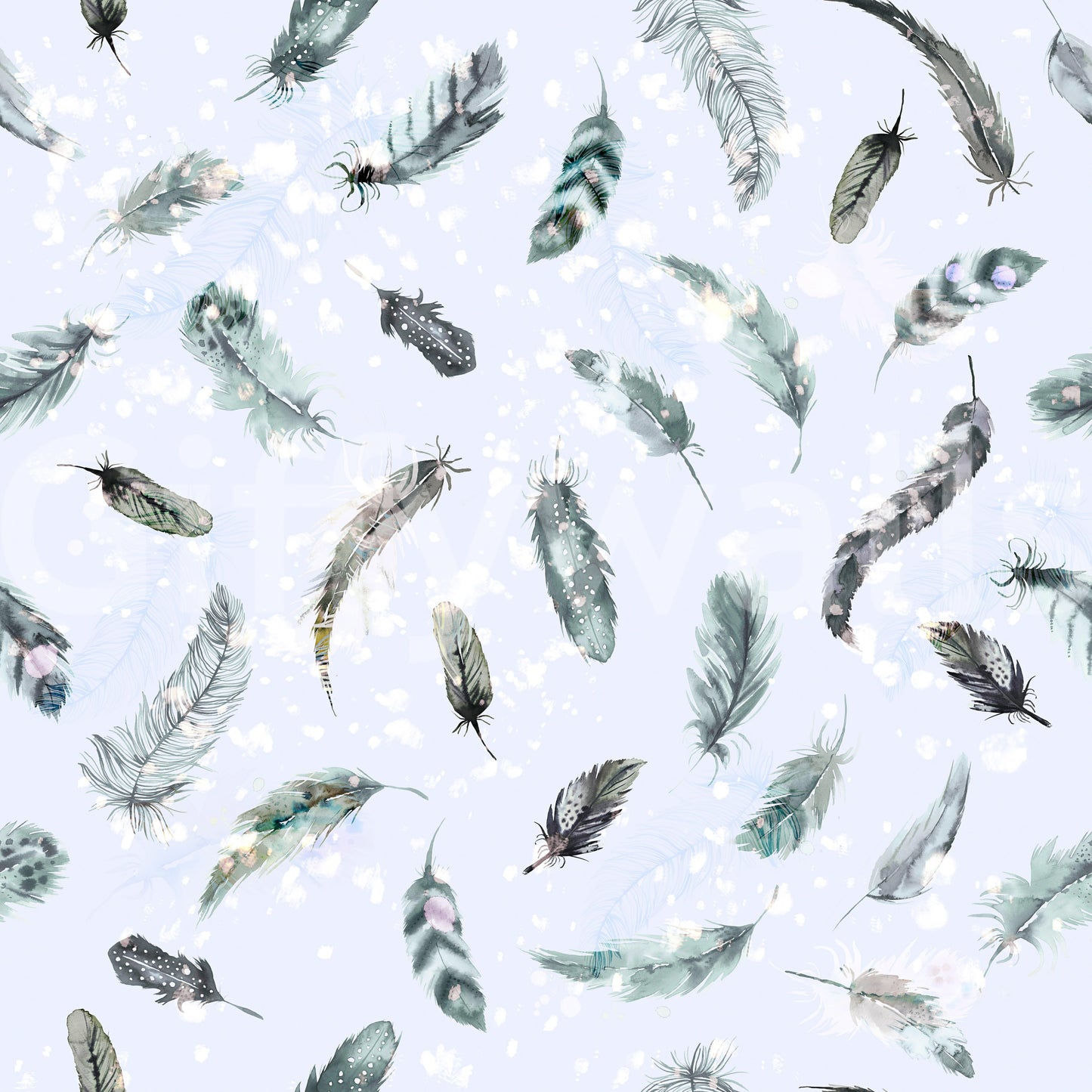 Delicate Feathers Soft Blue Wallpaper