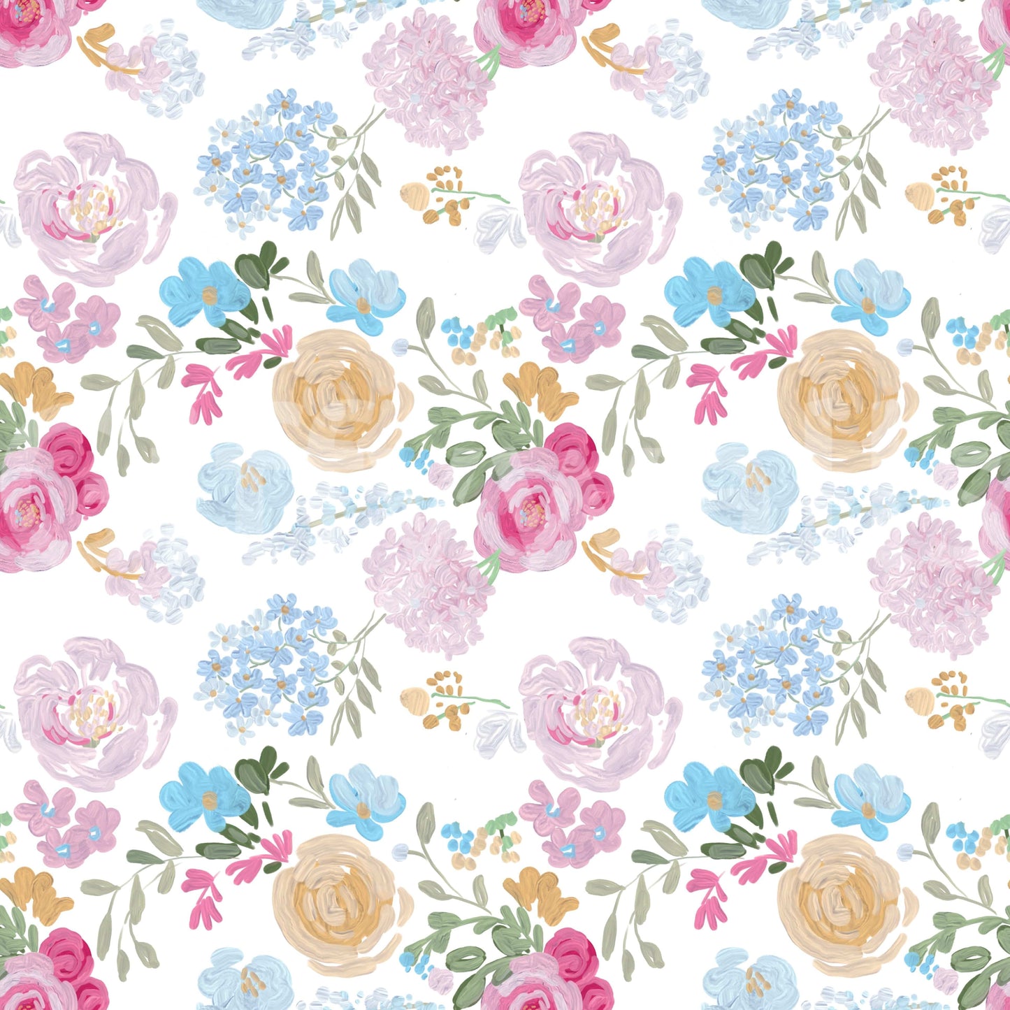 Painterly Petals soft oil painted impasto flowers Wallpaper